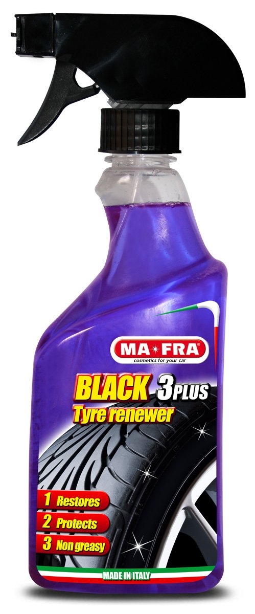 Mafra H0494, Black 3Plus, Tire Renewal and Polished Spray, Car Pneumatic Protector, Non-Greasy and No Marks, 500ml, Multiple Colors, L