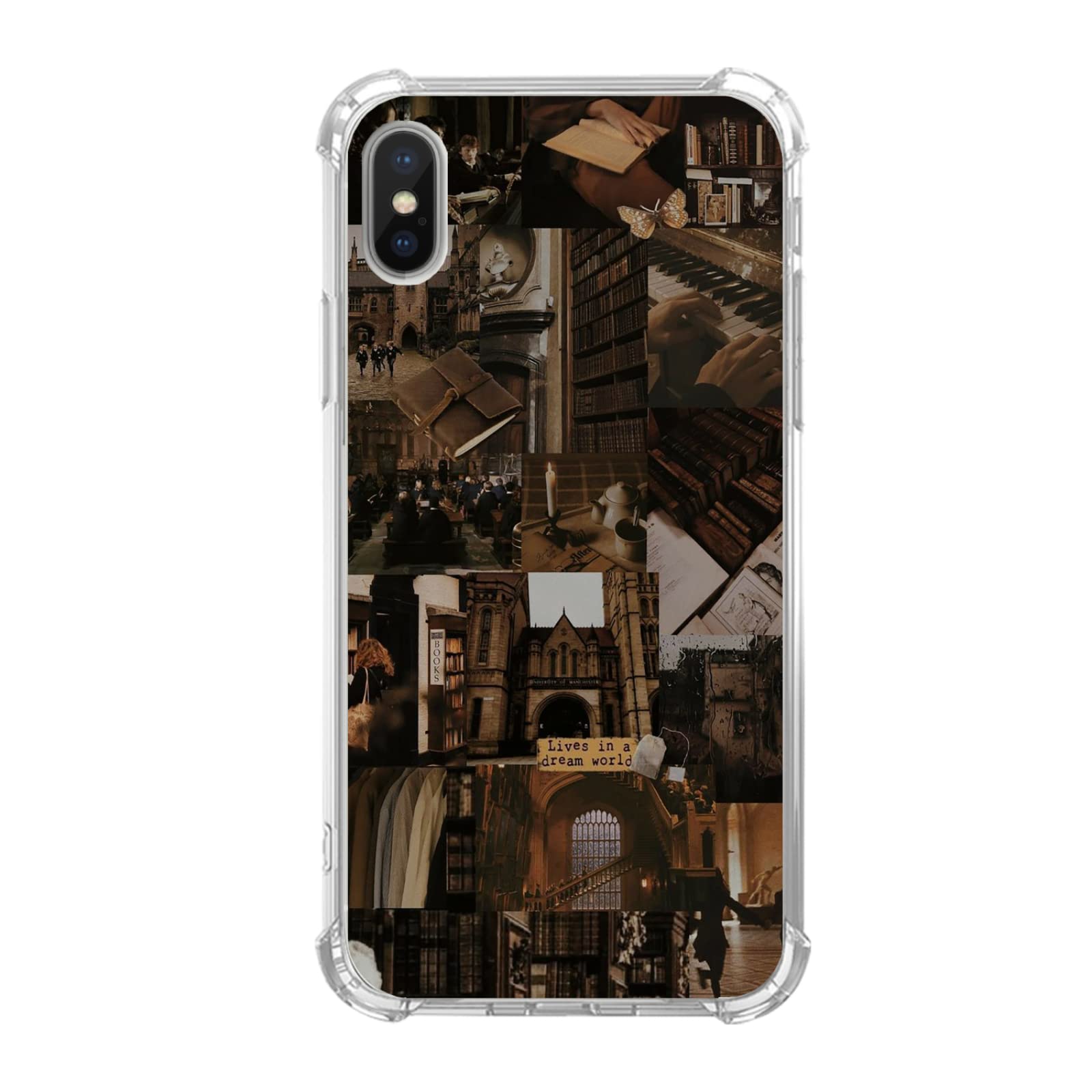 Elifi Edeal Aesthetic Collage Phone Case Dark Academia Cover fit for iPhone Xs Max, Cool Dark Aesthetic Collage for Girls Boys Women Men, Unique Trendy TPU Bumper Cover Case for iPhone Xs Max