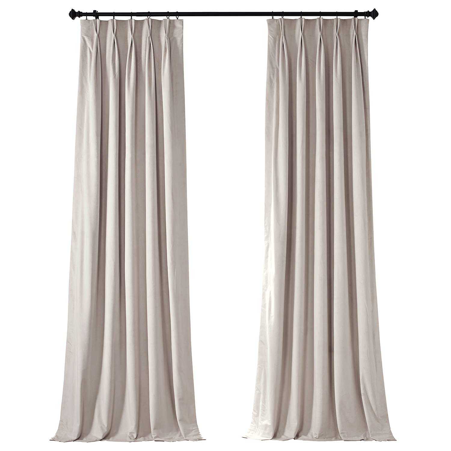 HPD Half Price Drapes VPCH-120601-108-FP Signature Pleated Blackout Velvet Curtain (1 Panel), 25 X 108, Alabaster Beige