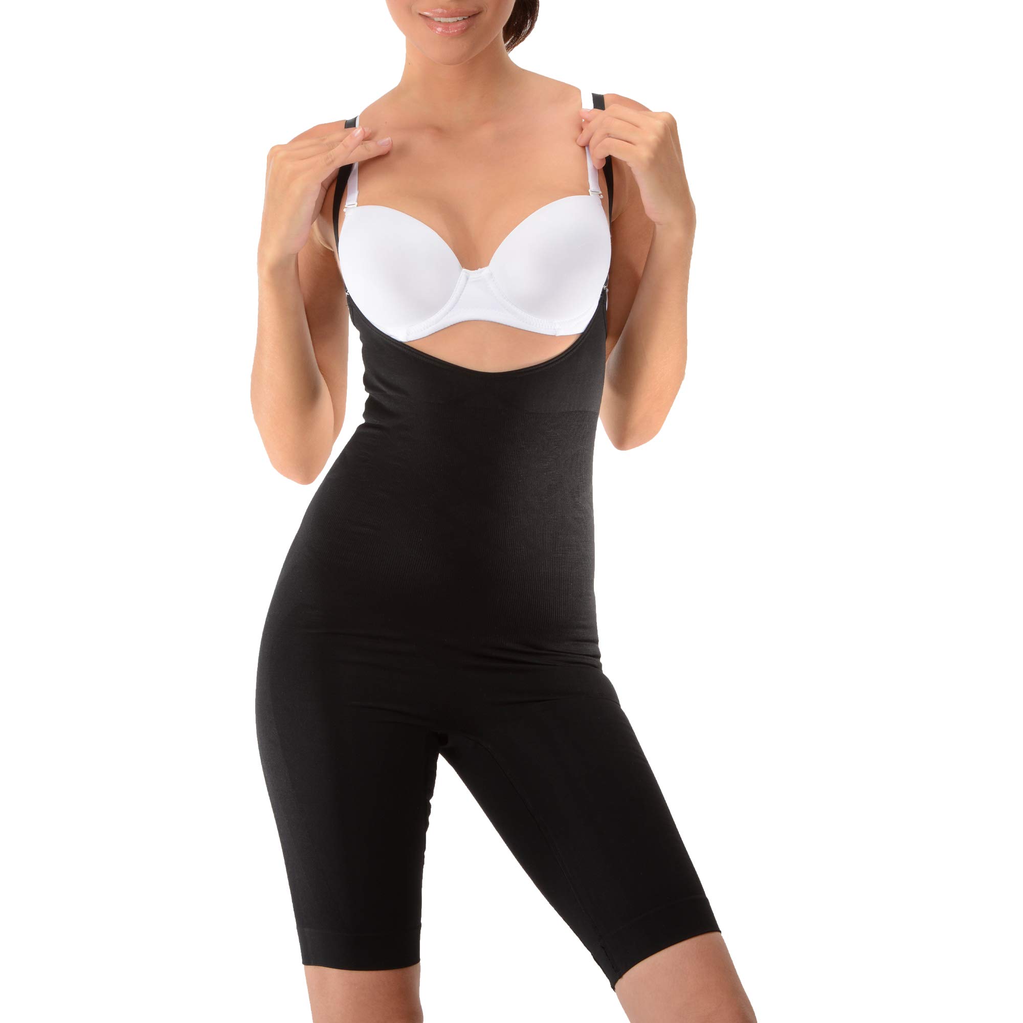 Dr.Fitto Mid-Thigh Bodysuit Shaper Black DR108 Women Full Body Shaping Underwear, Full Body Shaping Underwear Liposuction, Compression Garment, Butt Lift with Hook