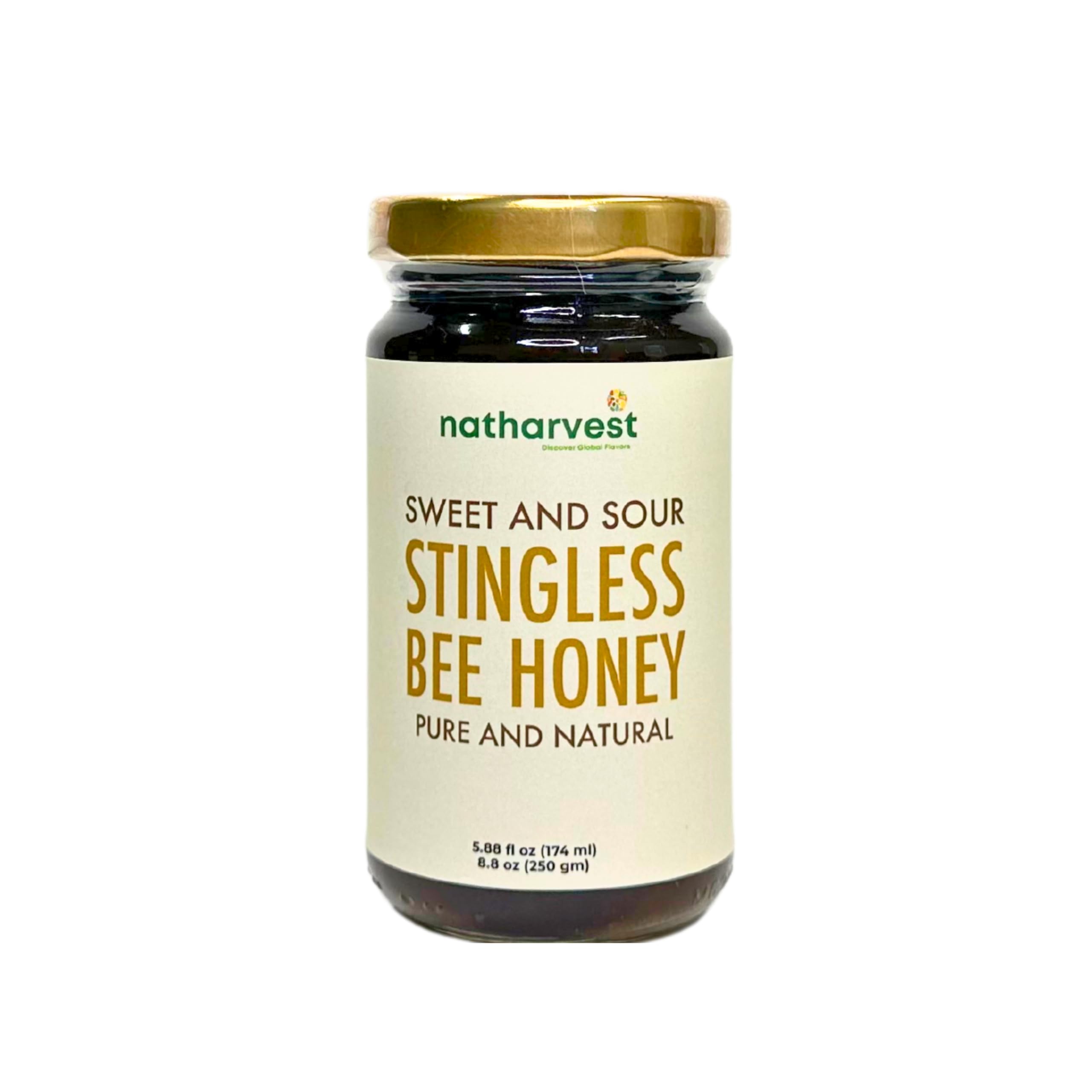 Stingless Bee Honey, Sweet and Sour Meliponini. Contains Low Glycemic Trehalulose, No Sucrose, 8.8 oz (250 grams)