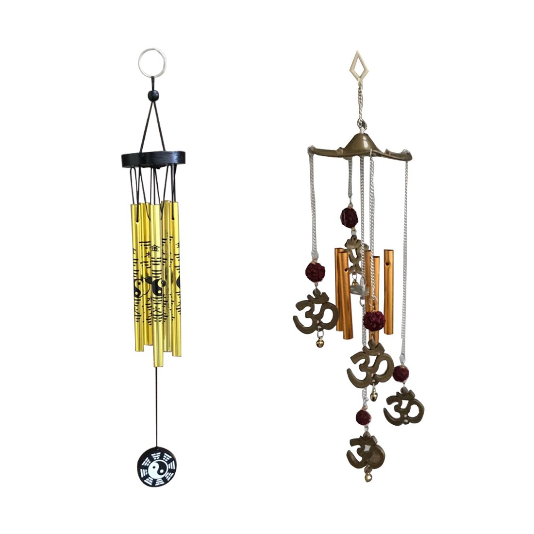 Ryme Metal Wood Bamboo Ceramic Wind Chime (40 x 10 cm, Multicolour)