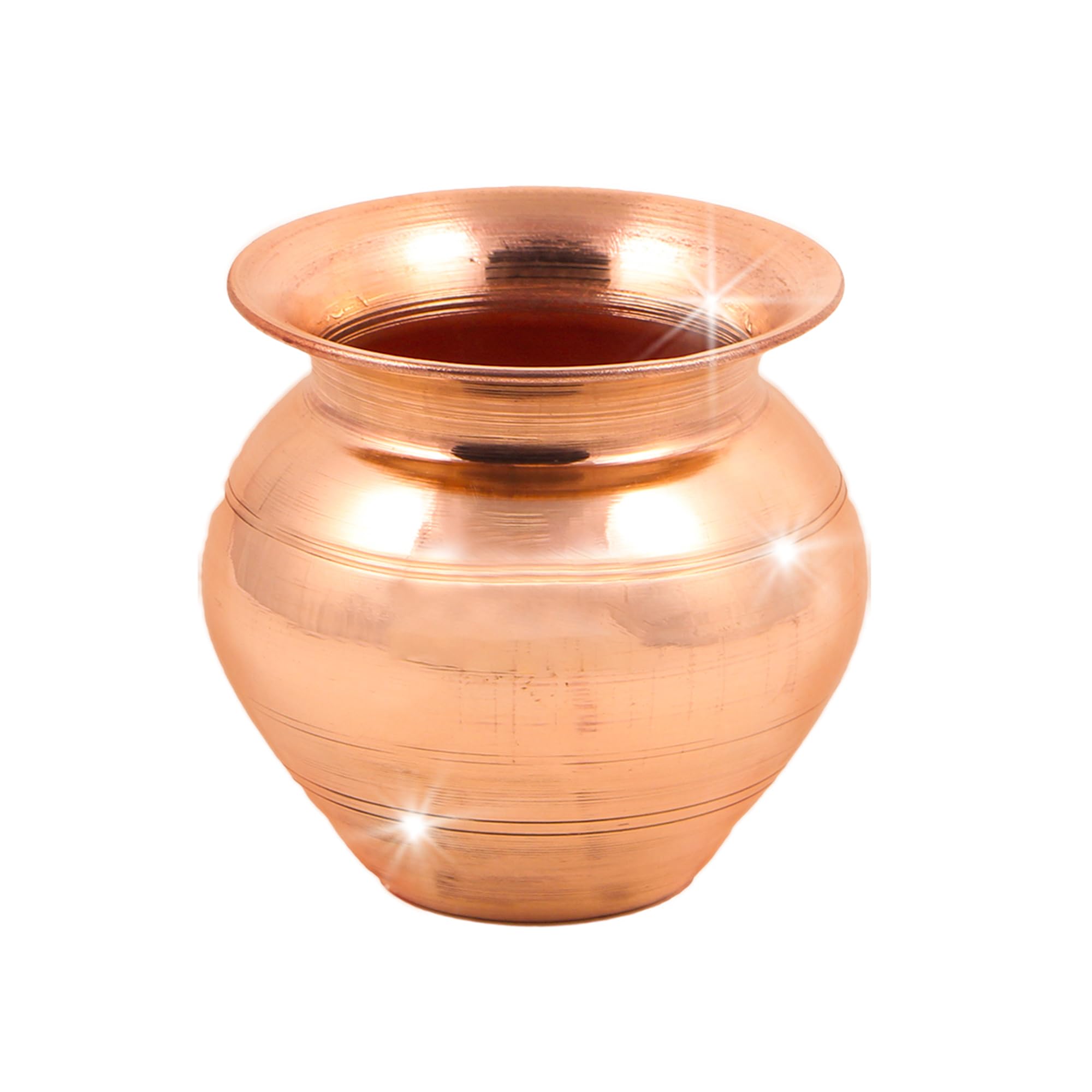 Shubhkart Nitya Copper Kalash Size 2 | Large Size Kalash for Pooja Worship Temple Home |Copper Lota for Puja |Tambe Ka Lota for Drinking Water (3.3Inch Height, 3.4 Length) - 140 GMS