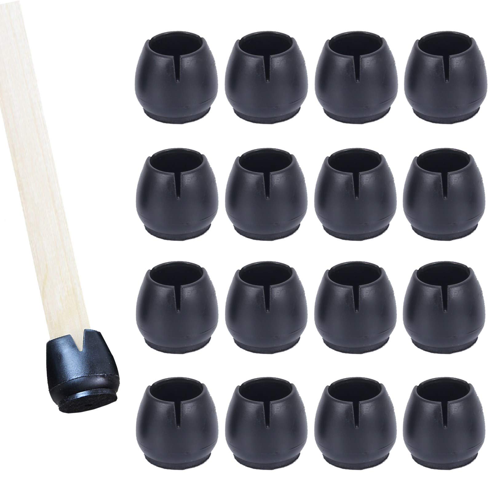 Anpatio 16 Pcs Chair Leg Floor Protectors for 1 to 1-3/16 Inch Round Chair Leg Caps Anti-Slip Silicone Protection Cover to Scratches and Reduce Noise Black