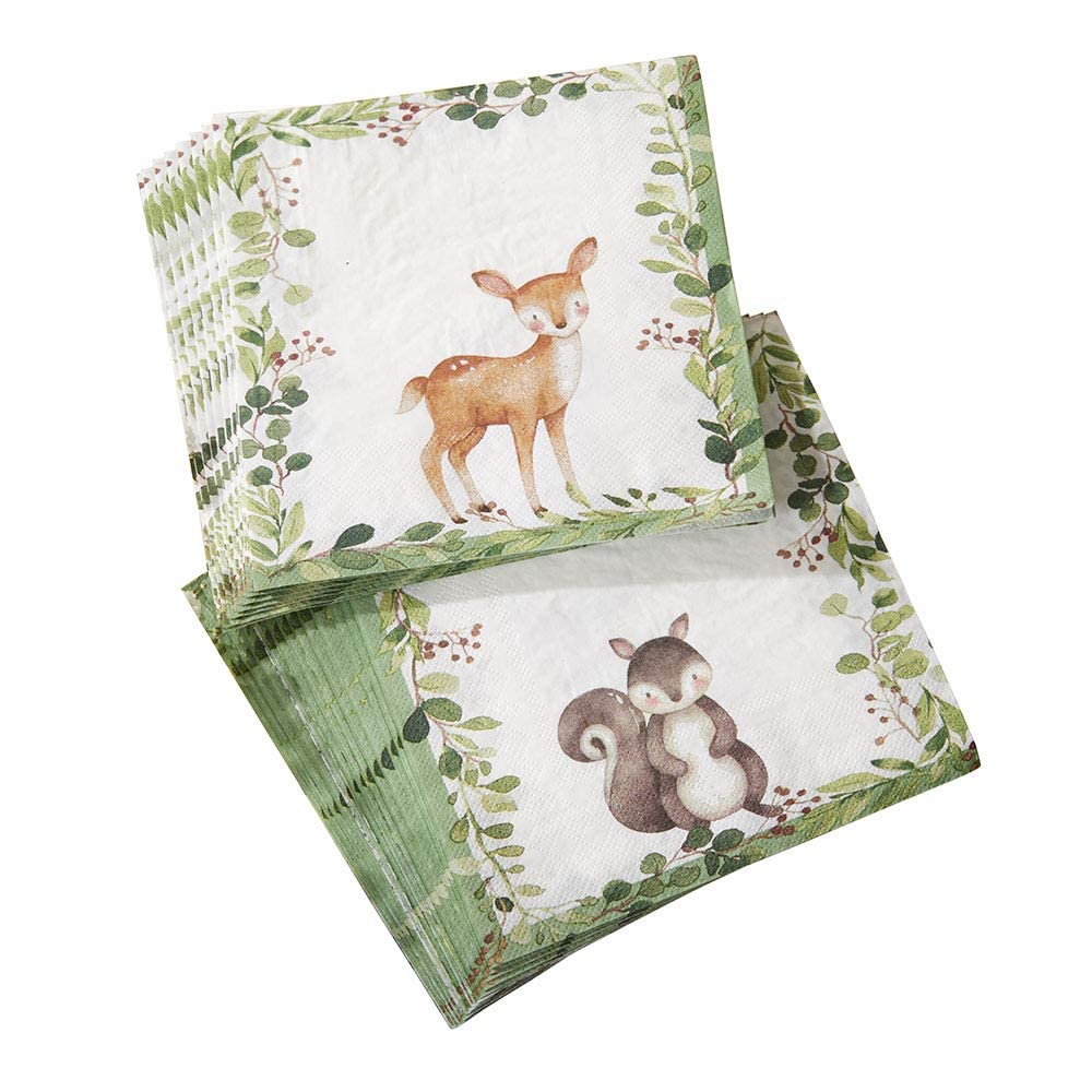 Kate AspenWoodland Baby Shower Decorative Paper Napkins, Thick Decorative Dinner Napkins, Luncheon Serveware, 2 ply