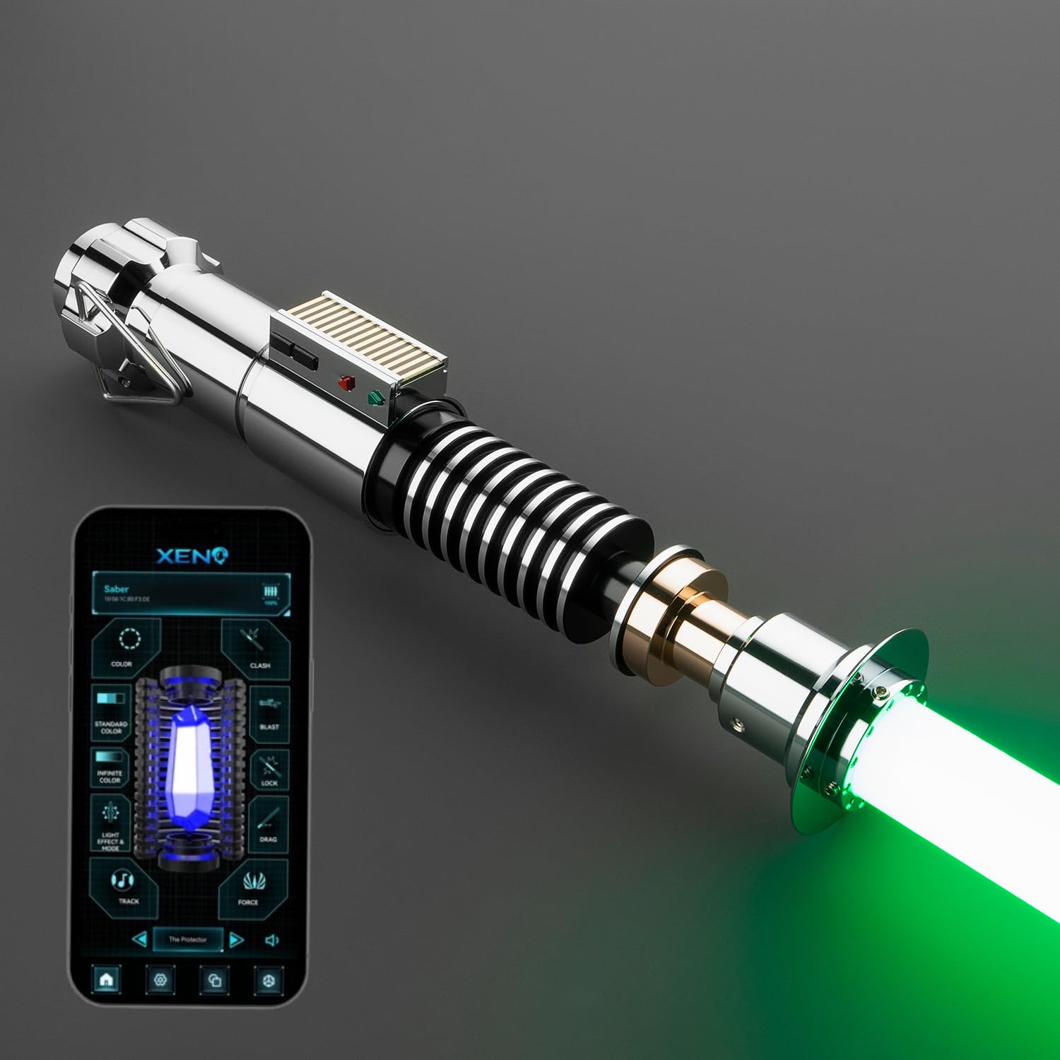 G4E Lightsaber with Bluetooth App, Smooth Swing and Premium Aluminium Hilt with Light Saber Stand and realistic blade plug. 16 Light Saber Sound Modes and Infinite RGB Colour Change. Skywalker