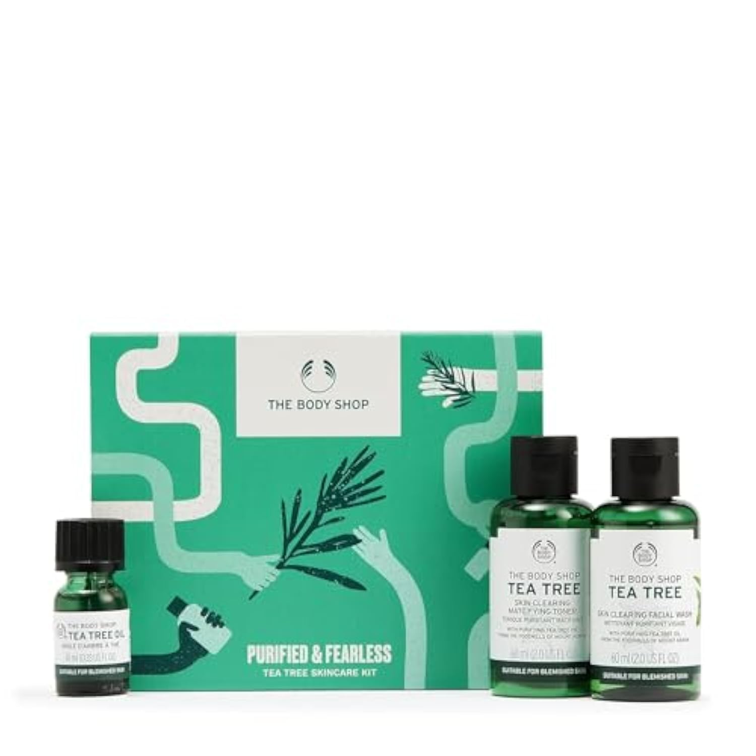 The Body Shop Purified & Fearless Tea Tree Skincare Kit Gift Set, For Oily And Blemished Skin