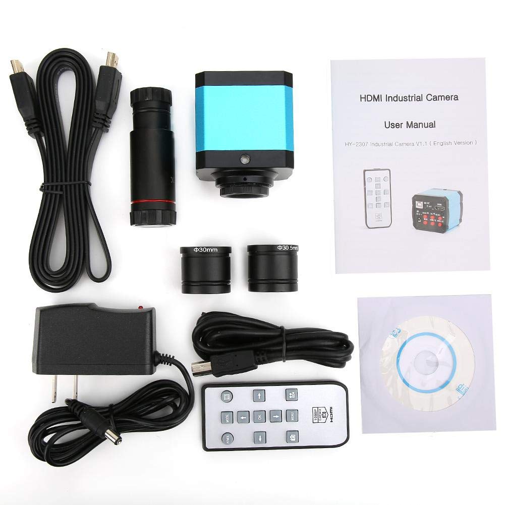 37MP 1080P 60FPS USB Microscope Camera Video Industry Microscope Camera with Conversion Adapter, 100-240V Microscope Digital Camera C Mount Microscope Camera (US Plug)