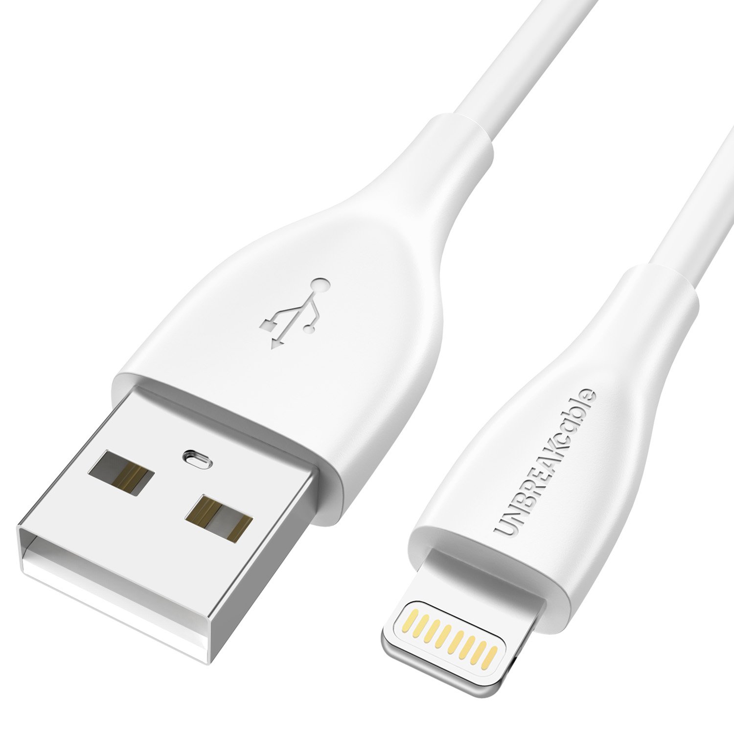 UNBREAKcable USB iPhone Charger Cable - [Apple MFi Certified] 2.4A Apple Charger Cable USB to Lightning Fast Charging Lead for iPhone XS Max XS XR X 8 7 6s 6 Plus SE 5s 5c 5 iPad iPod - 1 Meter White