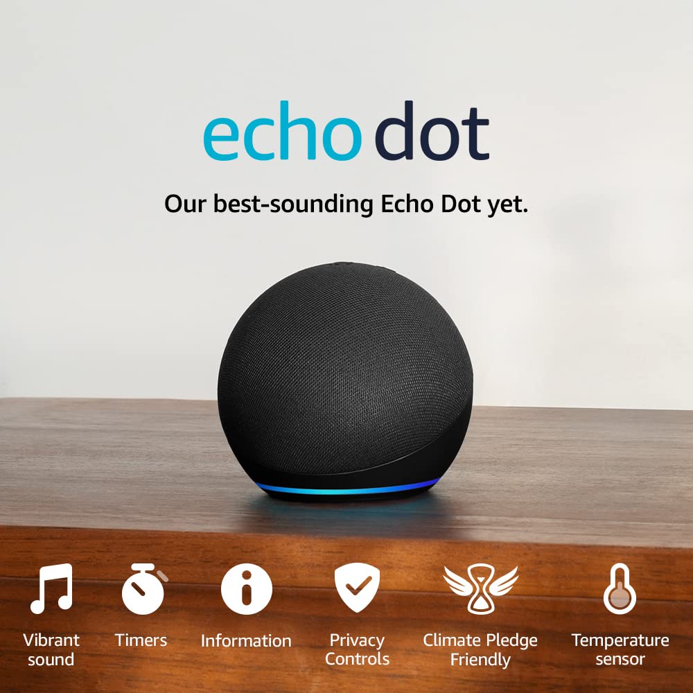 Certified Refurbished Echo Dot (5th generation, 2022 release) smart Bluetooth speaker with Alexa | Charcoal