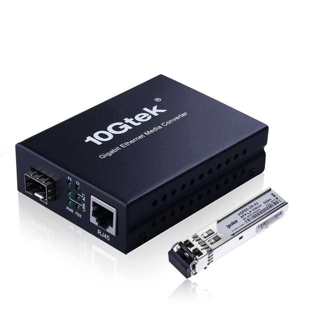 ipolex Gigabit Ethernet Multi-mode LC Fiber Media Converter(SFP SX Transceiver Included), up to 550M, 10/100/1000Base-Tx to 1000Base-SX (a British Power Adapter included)