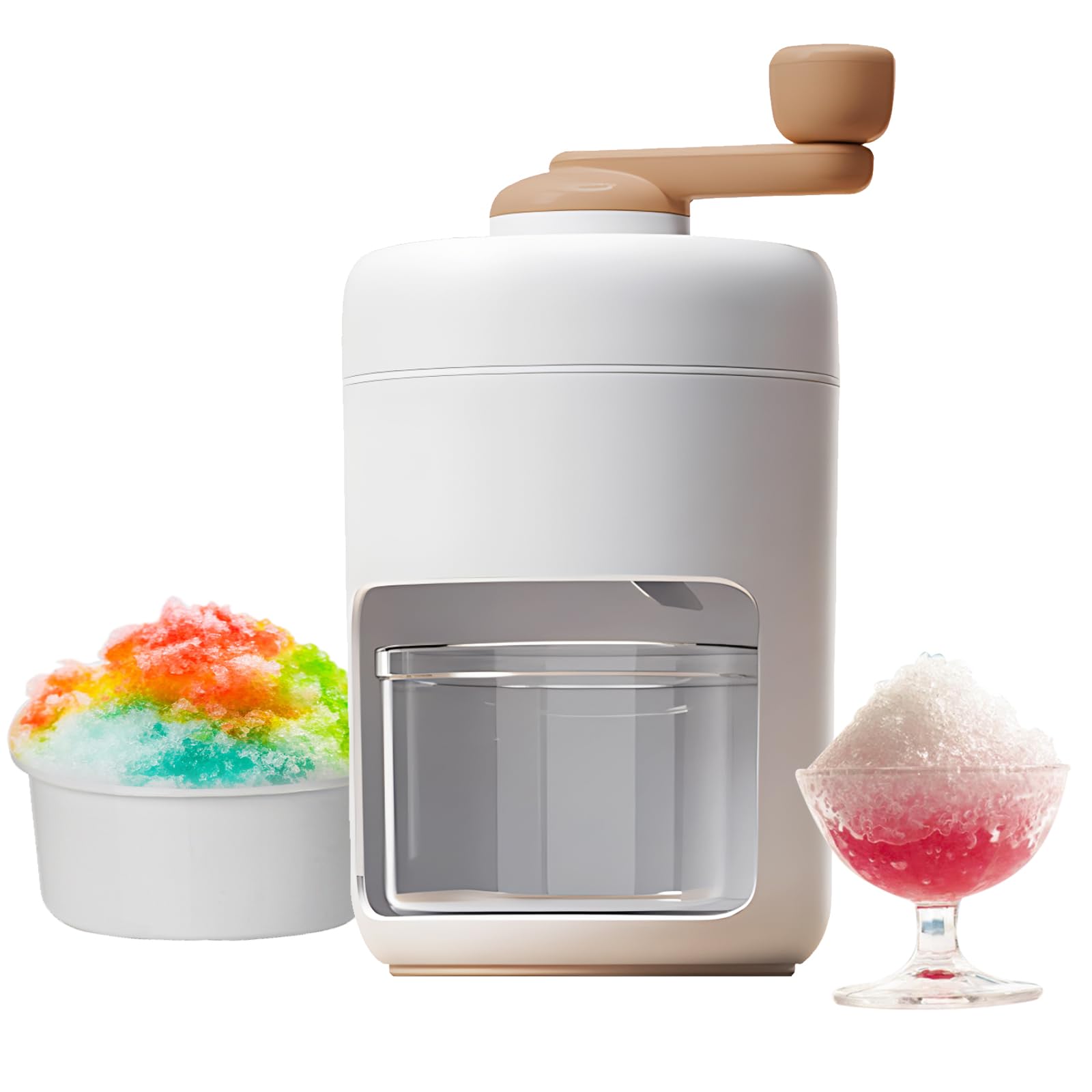 Manual Ice Crusher Slush Machine, Portable Ice Crusher and Shaved Ice Machine, Hand Crank Ice Shaver Snow Cone Machine with Ice Cube Tray, Manual Shaved Ice Machine Ice Crusher Machine for Home