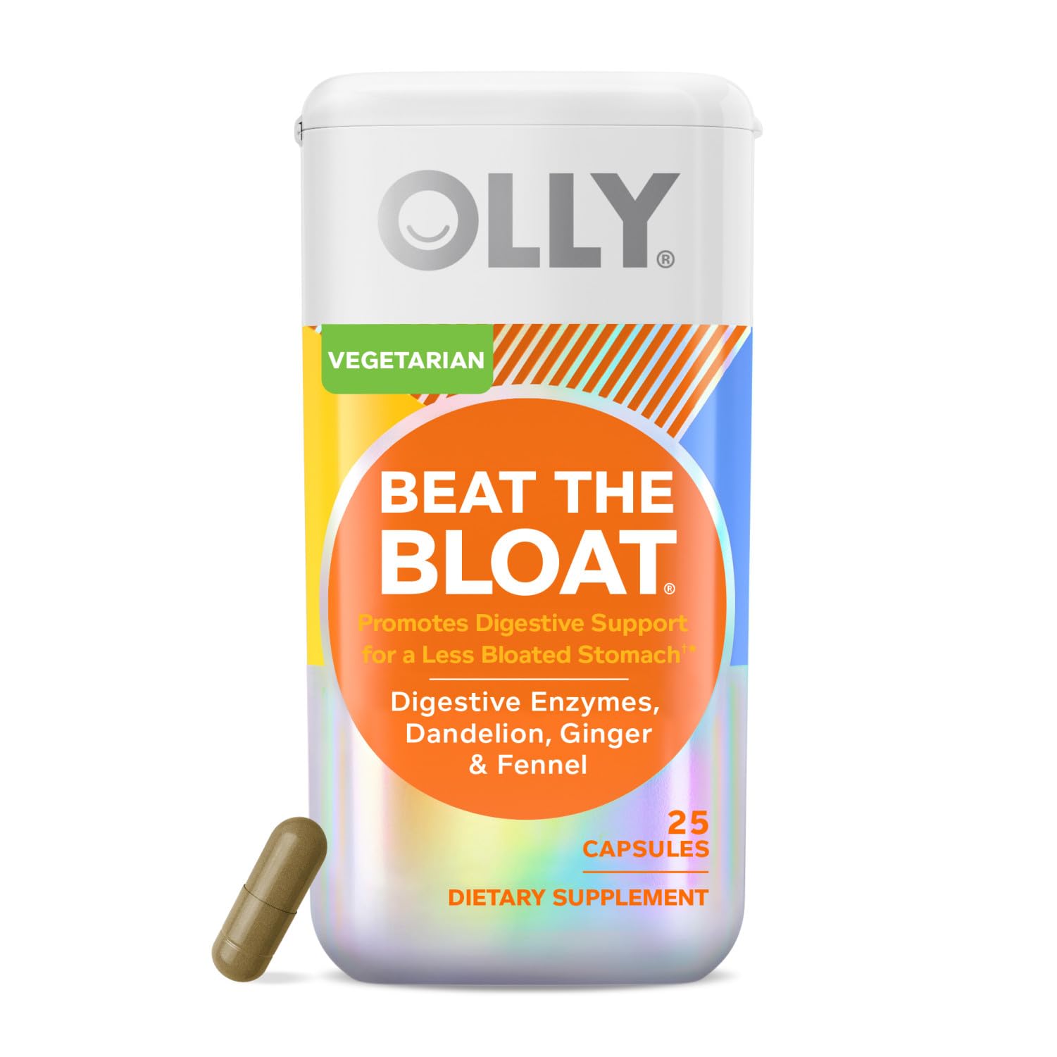 OLLYBeat The Bloat Capsules, Digestive Support Enzymes, Supplement for Women - 25 Count