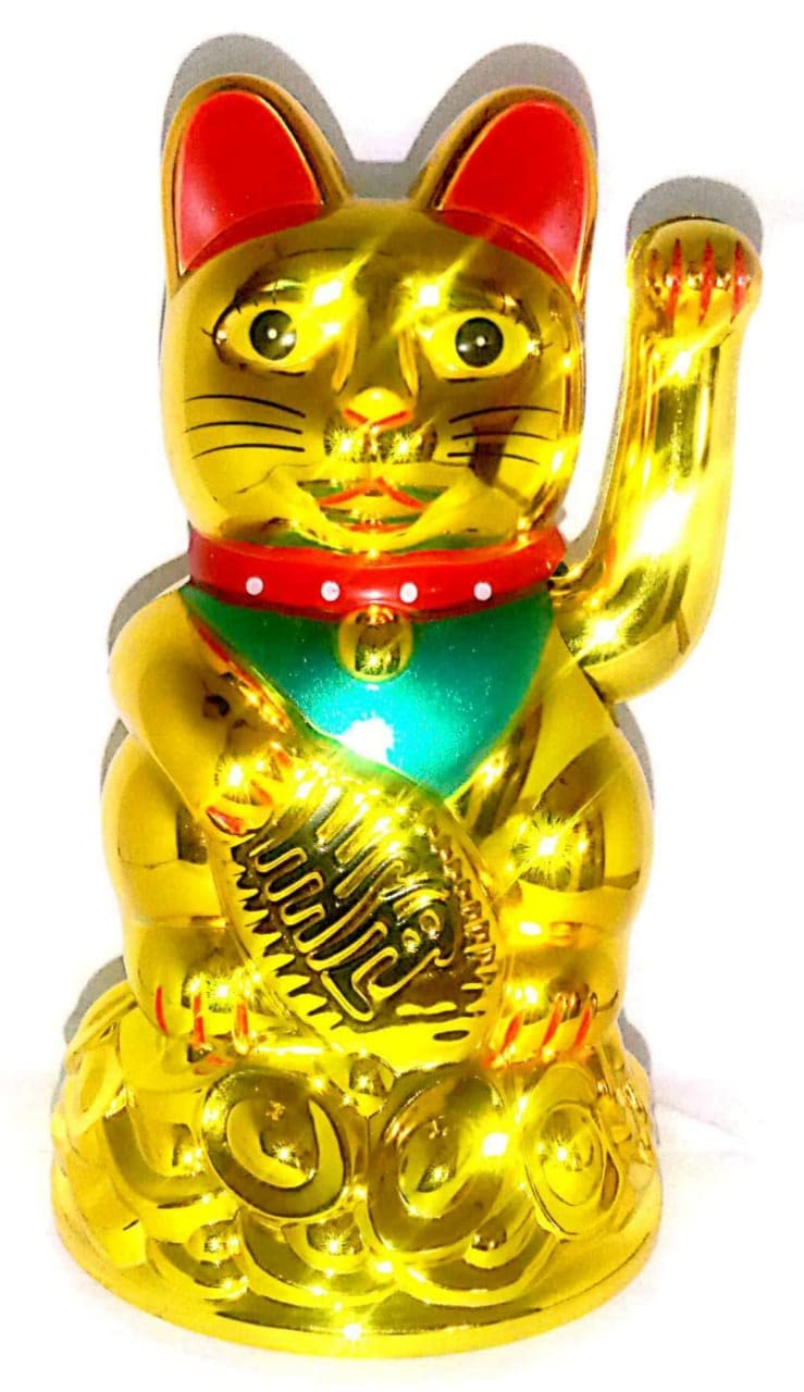 Shreenathji Vastu Feng Shui Welcome Cat On Money Ignot Showpiece for Business & Career Growth Wealth Good Luck and Prosperity Golden Lucky Charm vastu Product