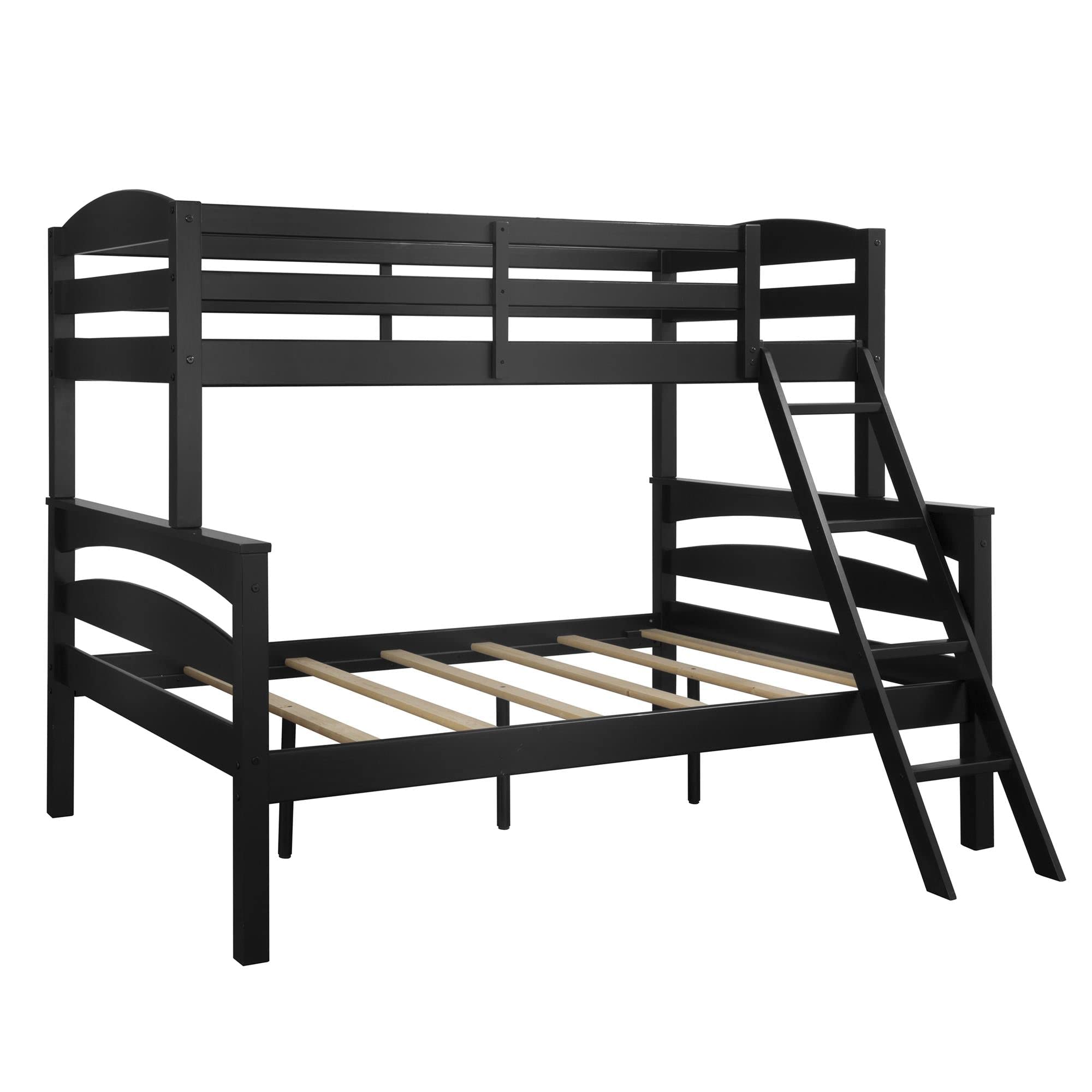 DHP Brady Wood Bunk Bed Frame, Twin Over Full, Black