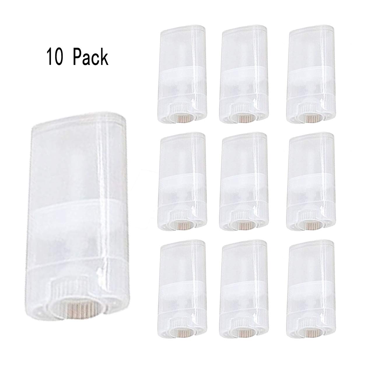 10 Pcs : Goege 15 ML Clear Empty Plastic Oval Deodorant Containers Lip Balm Tubes for Lipstick, Crayon,chapstick,homemade Lip Balm,BPA Free (10 Pcs)