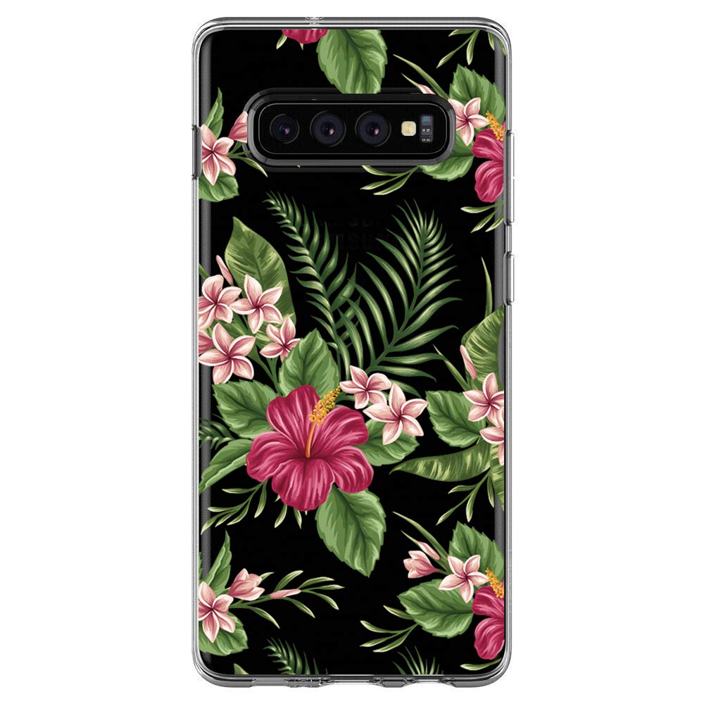 Case for Galaxy S10,Flyeri Crystal Fashion Floral Pattern Transparent Clear Soft Silicone TPU Ultra Thin Phone Cover Back Cases for Galaxy S10 (15)