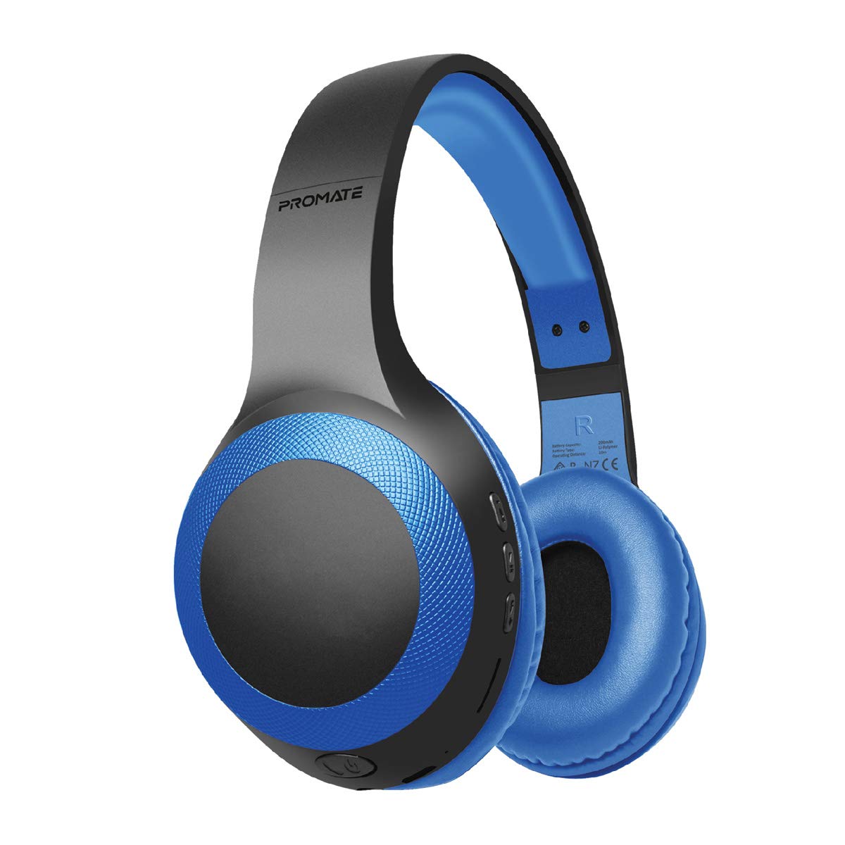 PromateWireless Headphone, Powerful Deep Bass Bluetooth v5.0 Headphone with MicroSD Playback, 3.5mm Wired Mode, Hi-Fi Stereo Sound, 5H Playtime, Built-In Mic and Control for Smartphones, LaBoca Blue