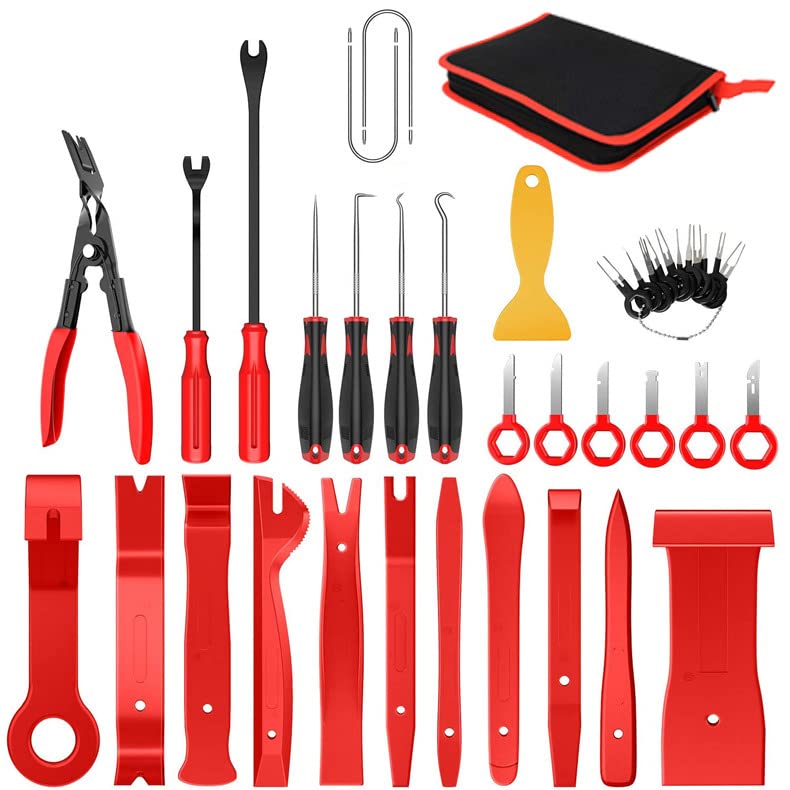 Wensprt 38 pcs Auto Audio Trim Removal Tool Set & Clip Plier Upholstery Fastener Remover Nylon Dash Door Panel Stereo Tool (38 PCS)