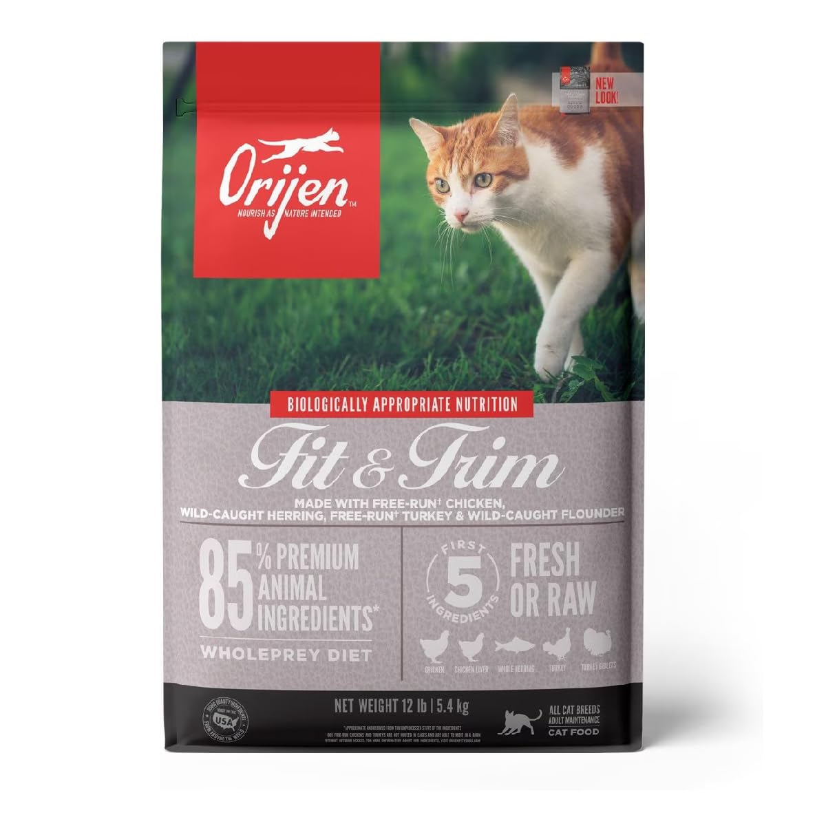 ORIJEN2 Pack of Fit & Trim for Cats, 4 Pounds Each, Low-Calorie Weight Loss Cat Food