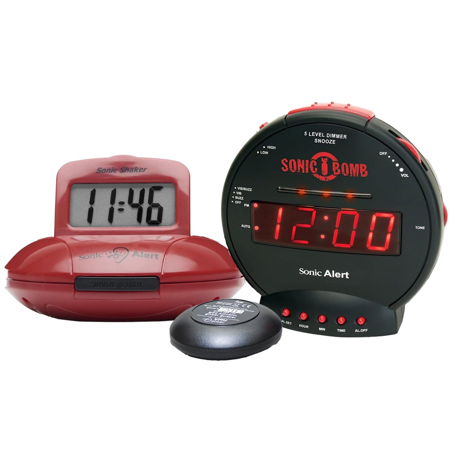 Sonic Bomb Dual Alarm Clock & Travel Alarm Clock – Extra Loud Alarm Clock for Heavy Sleepers –Adjustable Alarms & Snooze - Perfect for Home & Travel