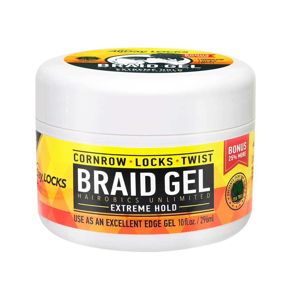 AllDay Locks Braid Gel | Extreme Hold, Smooths & Tames Frizz | No Flaking or Drying | High Shine, Long Lasting for Braids, Locks, Twists, Cornrows | 10 oz