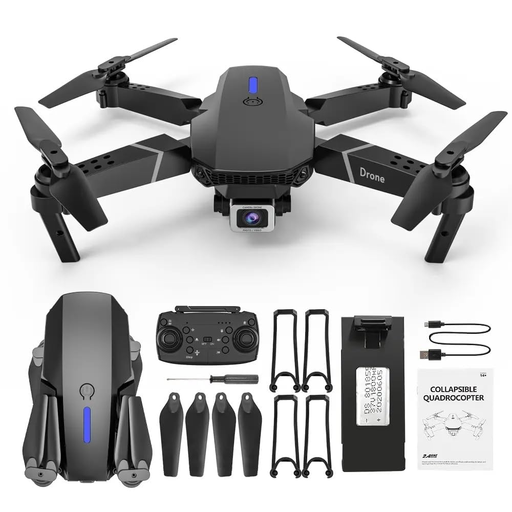 HomeFusion Drone-with-4K-Camera-WiFi-FPV-1080P-HD-Dual-Foldable-RC-Quadcopter-Altitude-Hold-Headless-Mode-Hight-Hold-Color-quadcopter-Drone-Utensils-Tools-40 (Multi)