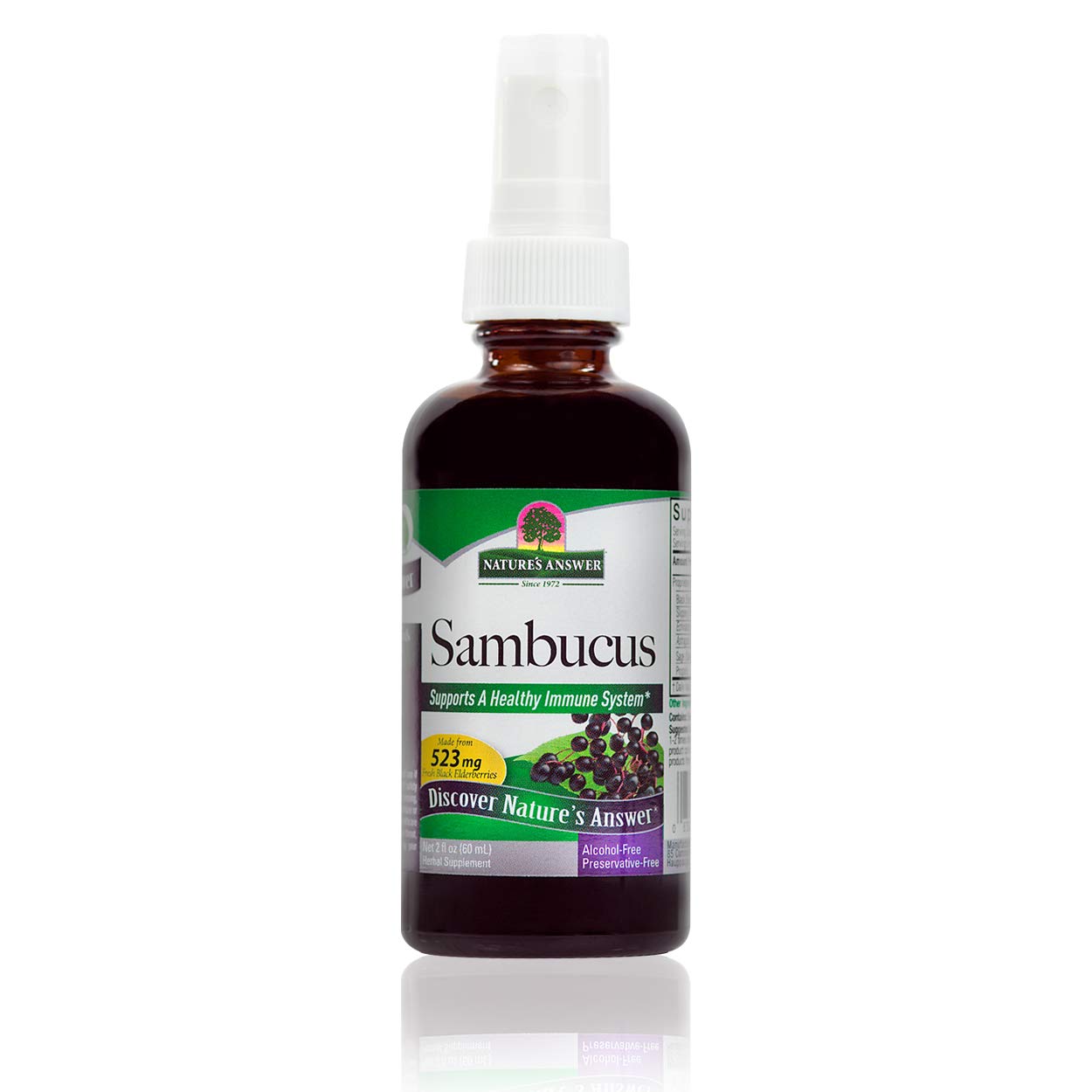 Nature's AnswerSambucus Spray | Supports a Healthy Immune System | Infused with Slippery Elm, Sage & Echinaea | Alcohol-Free, Gluten-Free, Kosher Certified & No Preservatives 2oz