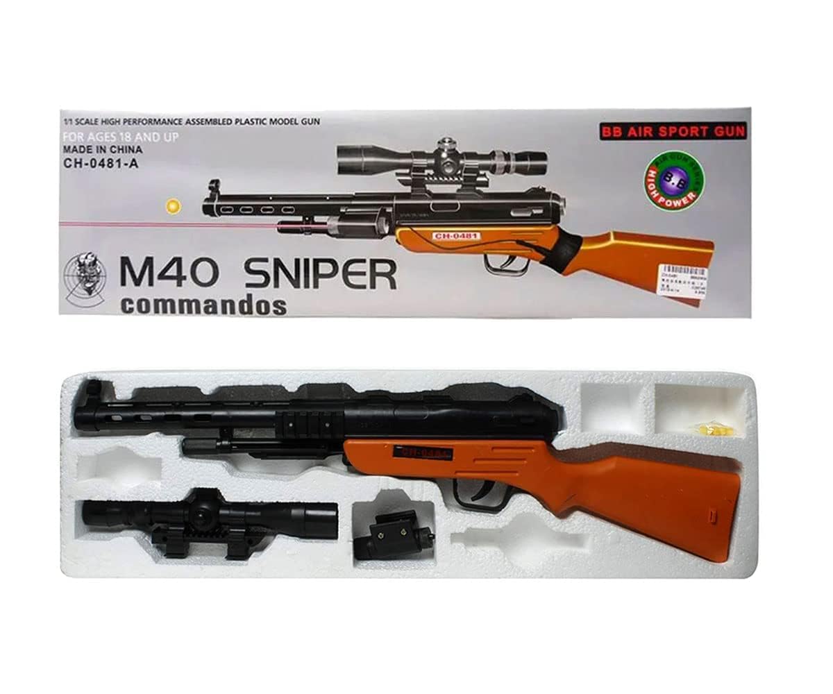 Toyrist Excellent Creations Real Looking M40 Black Toy Riffle Sniper Commando Gun with Long Range Scope Plastic Bullets for Adult/Kids/Boys and Girl Guns & Darts