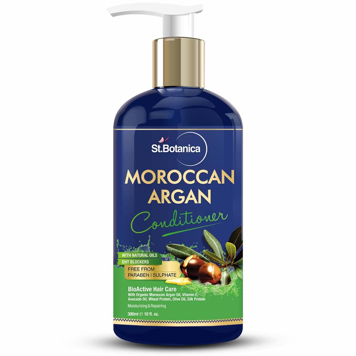 St.BotanicaMoroccan Argan Hair Conditioner 300ml - No SLS/Paraben - With Moroccan Argan Oil, Avocado Oil, Wheat Protein, Olive Oil, Silk Protein