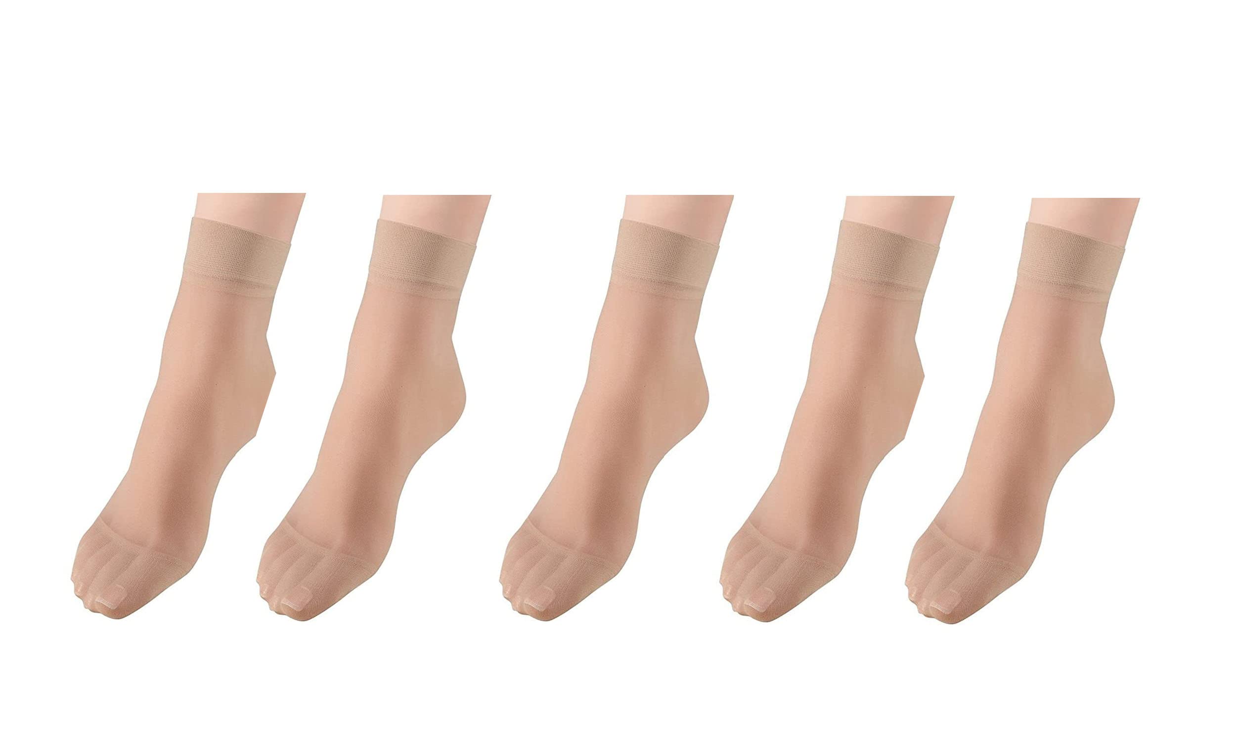 INFISPACE Women & Girl's Ultra-Thin Transparent Nylon Ankle Length Summer Skin Socks (Pack of 5)