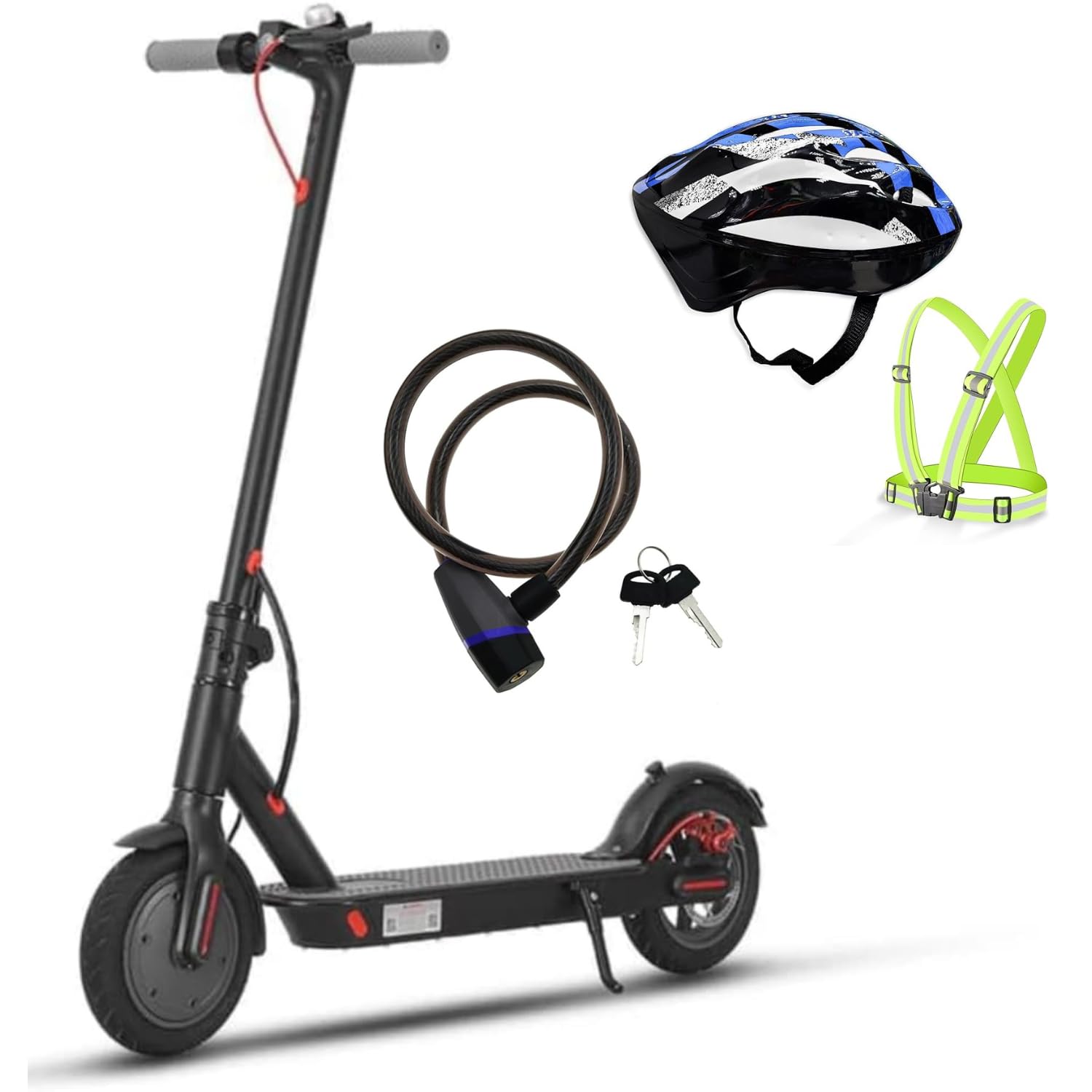 E⚡GLIDE SPARKElectric Kick Scooter with Flashing Turn Signals, 350W Brushless Motor, 30 Km Range, App Control, 40km/h Speed, Tubeless Tires - Includes Helmet, Reflective Jacket, and Key Lock - Gray