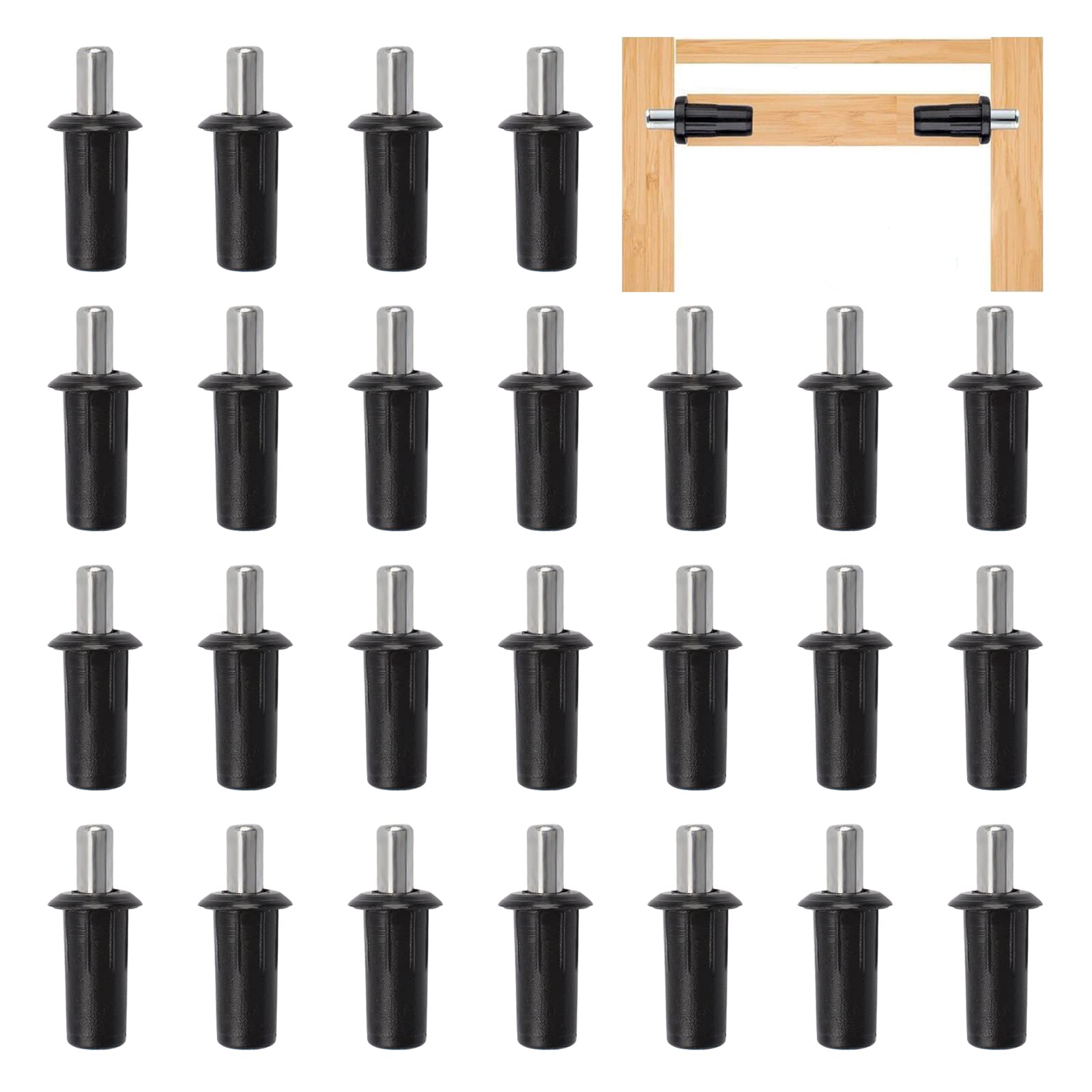 UFURMATE Spring Loaded Repair Pins, 25Pcs Plastic Iron Plantation Shutter Pins Cabinet Door Repair Pins Damper Replacement Repair Pins Cabinet Furniture Shelf Pins Support with Plastic Box