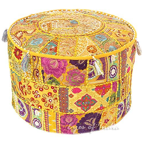 Online Big Bazar Pouffe, Cotton Handmade Ottoman Pouf, chair bench stool 14X22 pouf cover