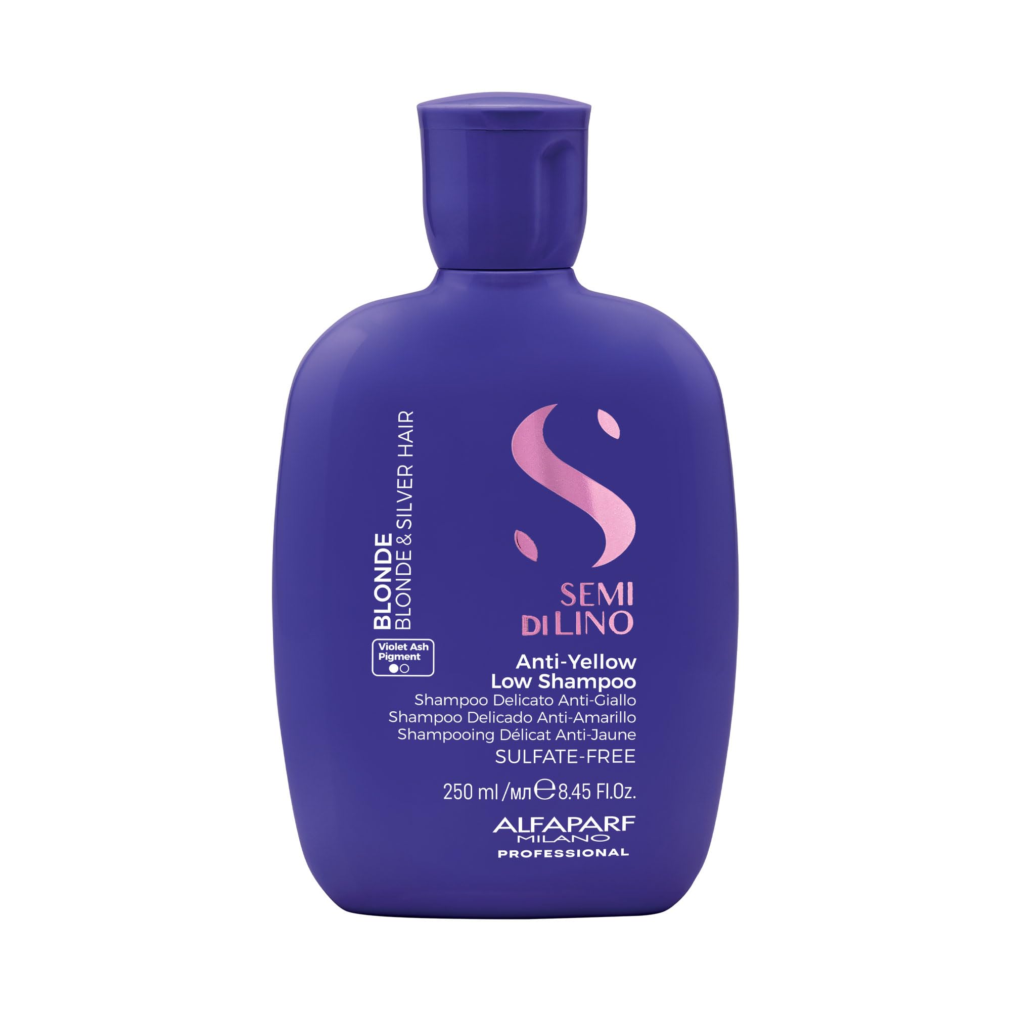 Alfaparf MilanoSemi Di Lino Anti Yellow Purple Shampoo for Blonde Hair - Sulfate Free, Hydrating Shampoo for Blonde, Platinum, Silver & Gray Hair - Removes Yellow & Neutralizes Brass (8.45 oz/250 ml)