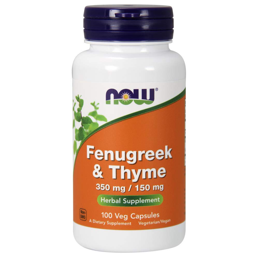 NOW Supplements, Fenugreek & Thyme 350 mg / 150 mg, Herbal Supplement, 100 Veg Capsules