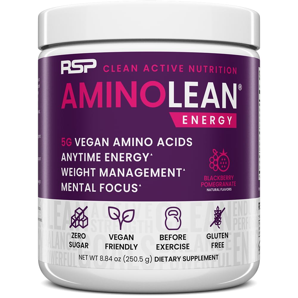 RSP NUTRITION AminoLean Pre Workout Powder, Amino Energy & Weight Management with Vegan BCAA Amino Acids, Natural Caffeine, Preworkout Boost for Men & Women, 30 Serv