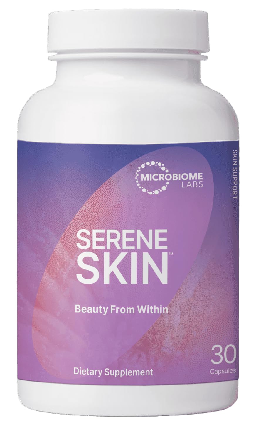 Microbiome Labs SereneSkin - Spore Based Probiotic Complex with Vitamin K2 MK7 for Skin Clarity & Gut Health Support - Daily Probiotic Skincare - Soothe The Gut-Skin Axis (30 Capsules)