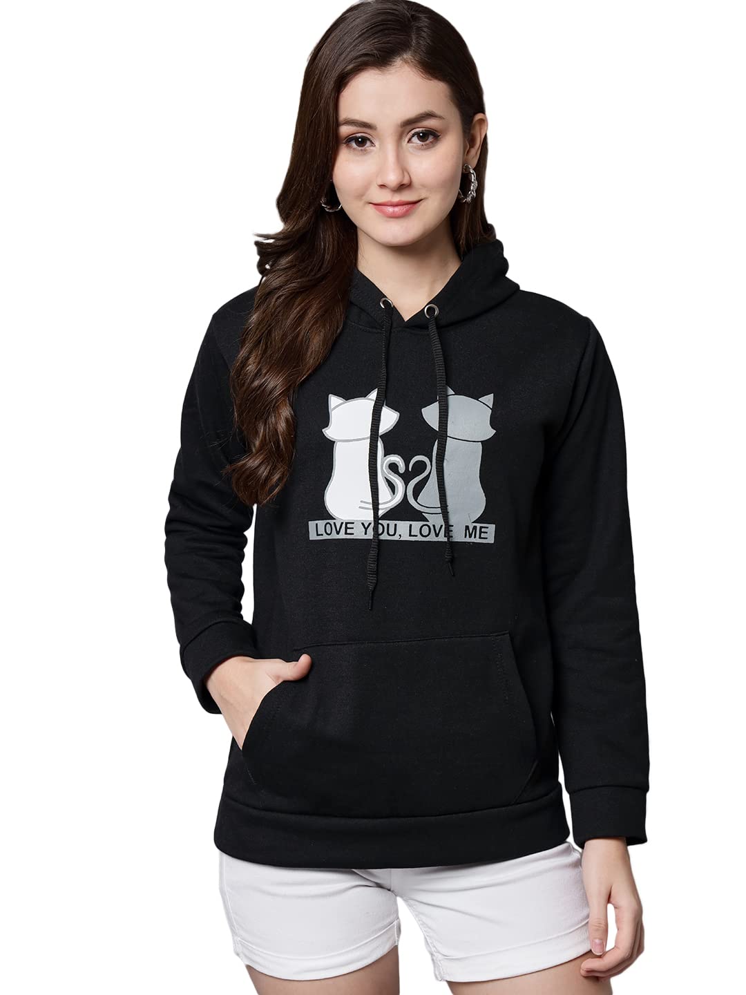 FUNDAY FASHIONFull Sleeve Graphic Print Women Sweatshirt, Black, 42