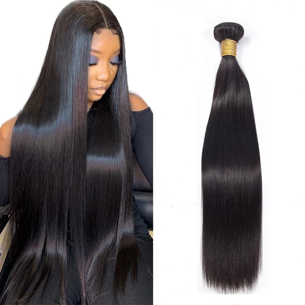 10A Straight Hair 1 Bundles Brazilian Virgin Human Hair Bundles Straight 24 Inch 100% Unprocessed Virgin Hair Single Bundles Straight Weave Hair Human Bundles