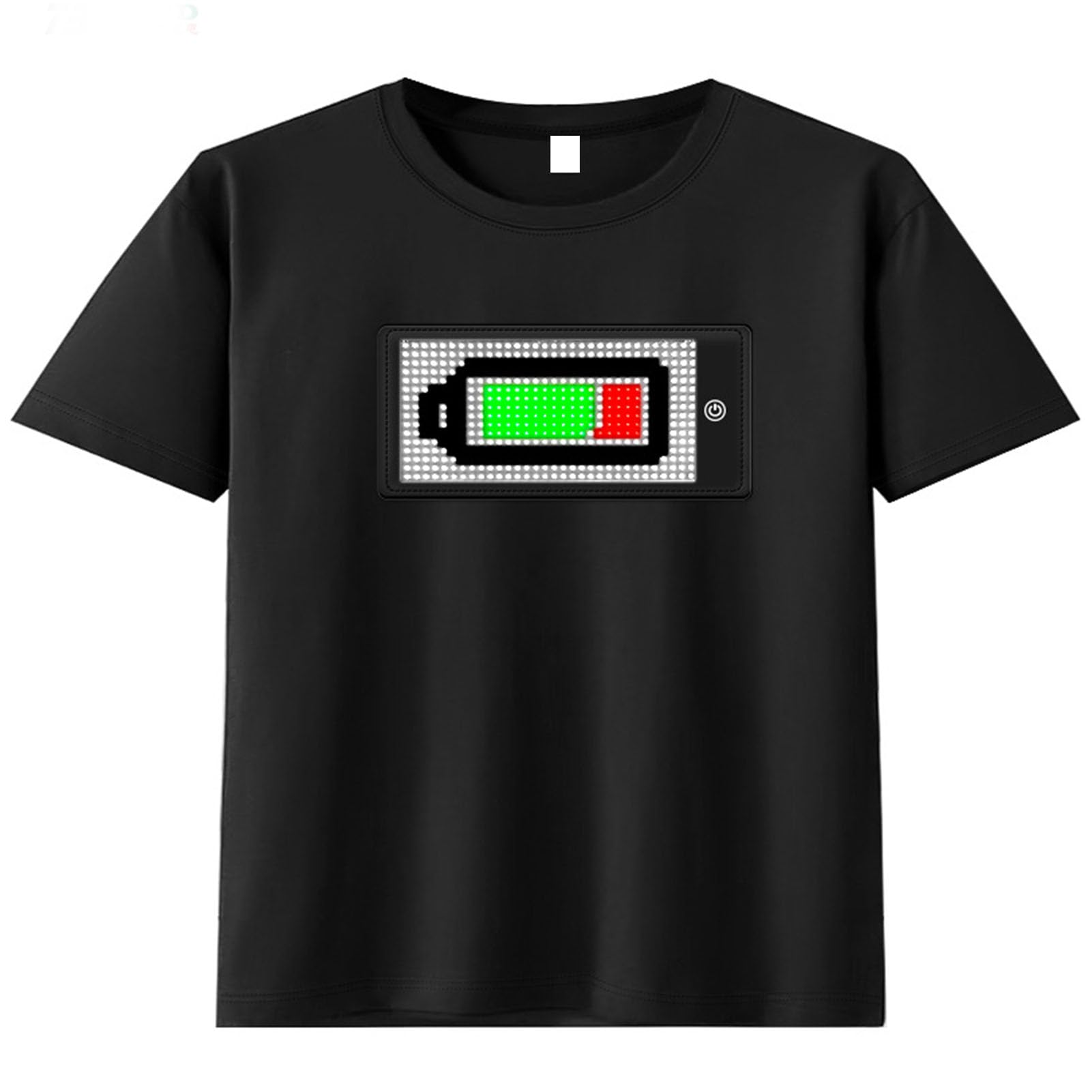 XUMIUZIYLED T Shirt, Glow Shirts Light Up T Shirt with Bluetooth Programmable App, Customizable Patterns RGB Light Glow in The Dark Shirt Rechargeable for Party Bar Black (L)