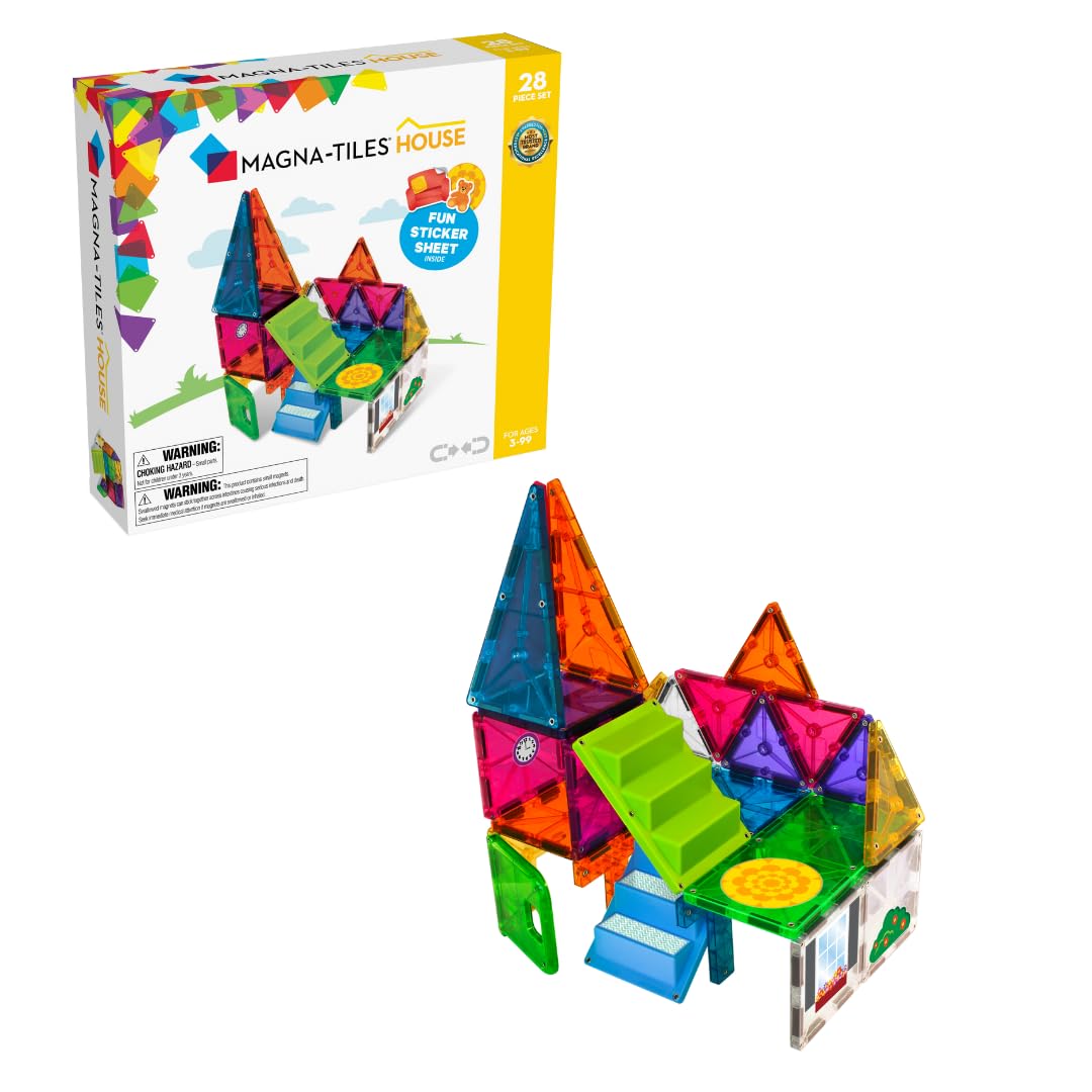 MAGNA-TILES House 28-Piece Magnetic Construction Set, The ORIGINAL Magnetic Building Brand