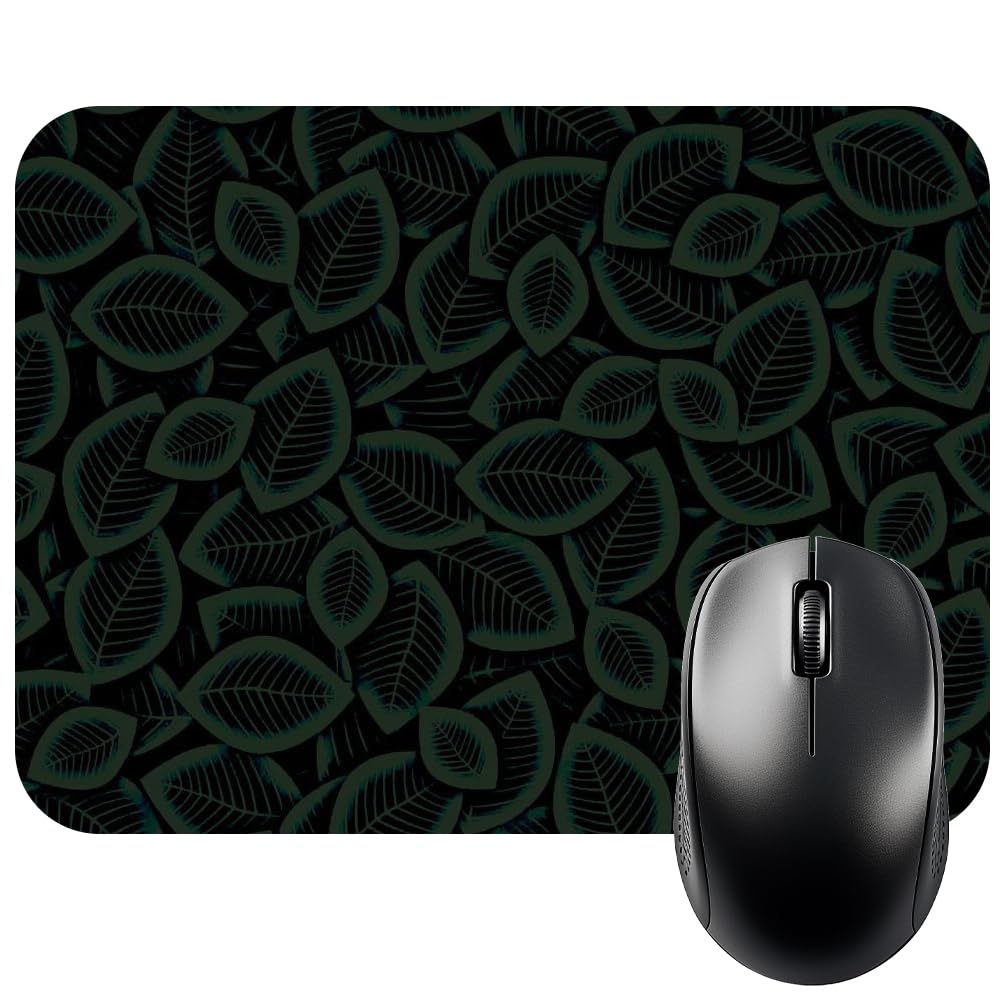 Finix Leaf Pattern Mouse Pad with Smooth Control Surface, Waterproof and Sweat-Proof, Small Size 9 x 7 Inches, Non-Slip Rubber Base for Stable Performance, Ideal for PC, Laptop, and Gaming