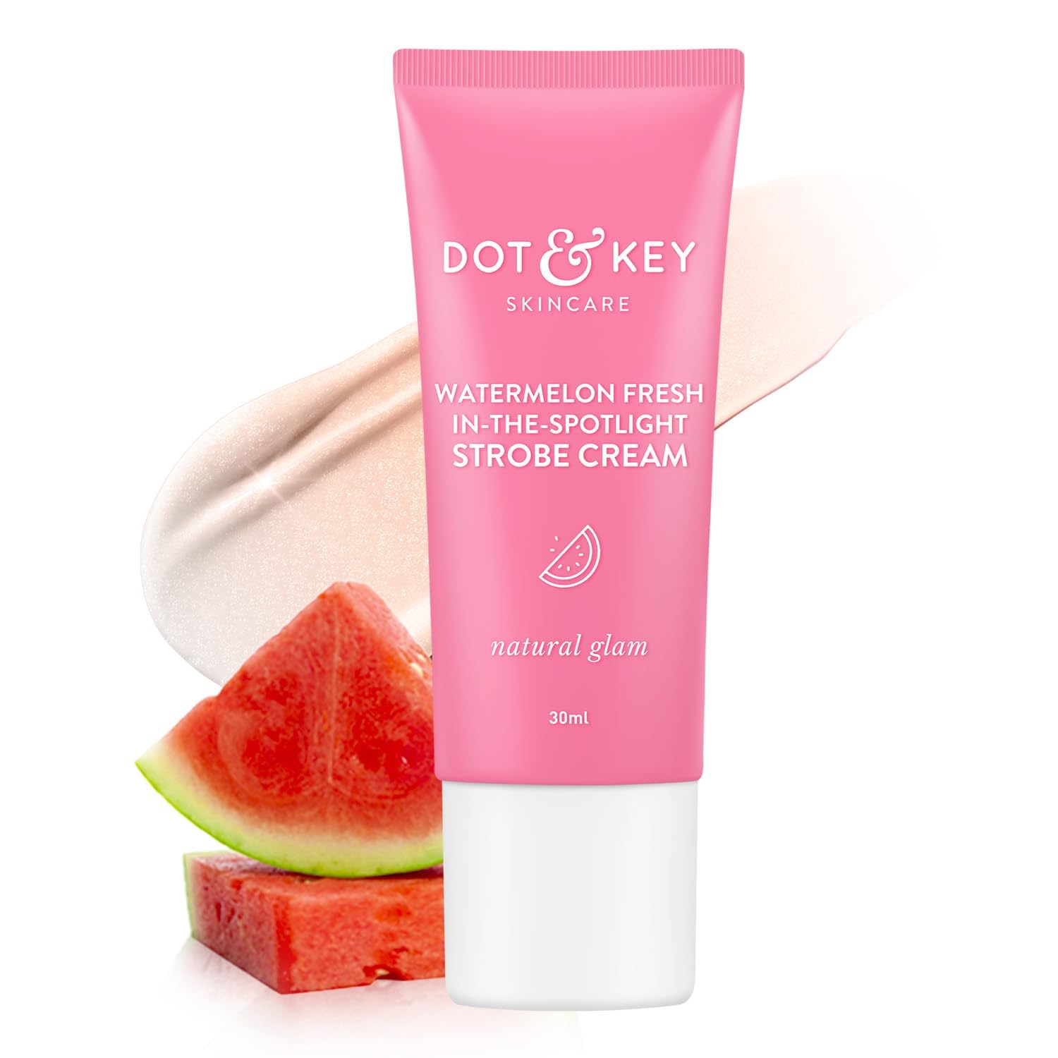 DOT&KEY Watermelon Fresh In-The-Spotlight Strobe Cream|Face Skin Radiance Cream|Moisturizer&Highlighter For Face|For Dewy Glazed Instant Glow|Boosts Hydration|For All Skin Types|For Women&Men|30Ml