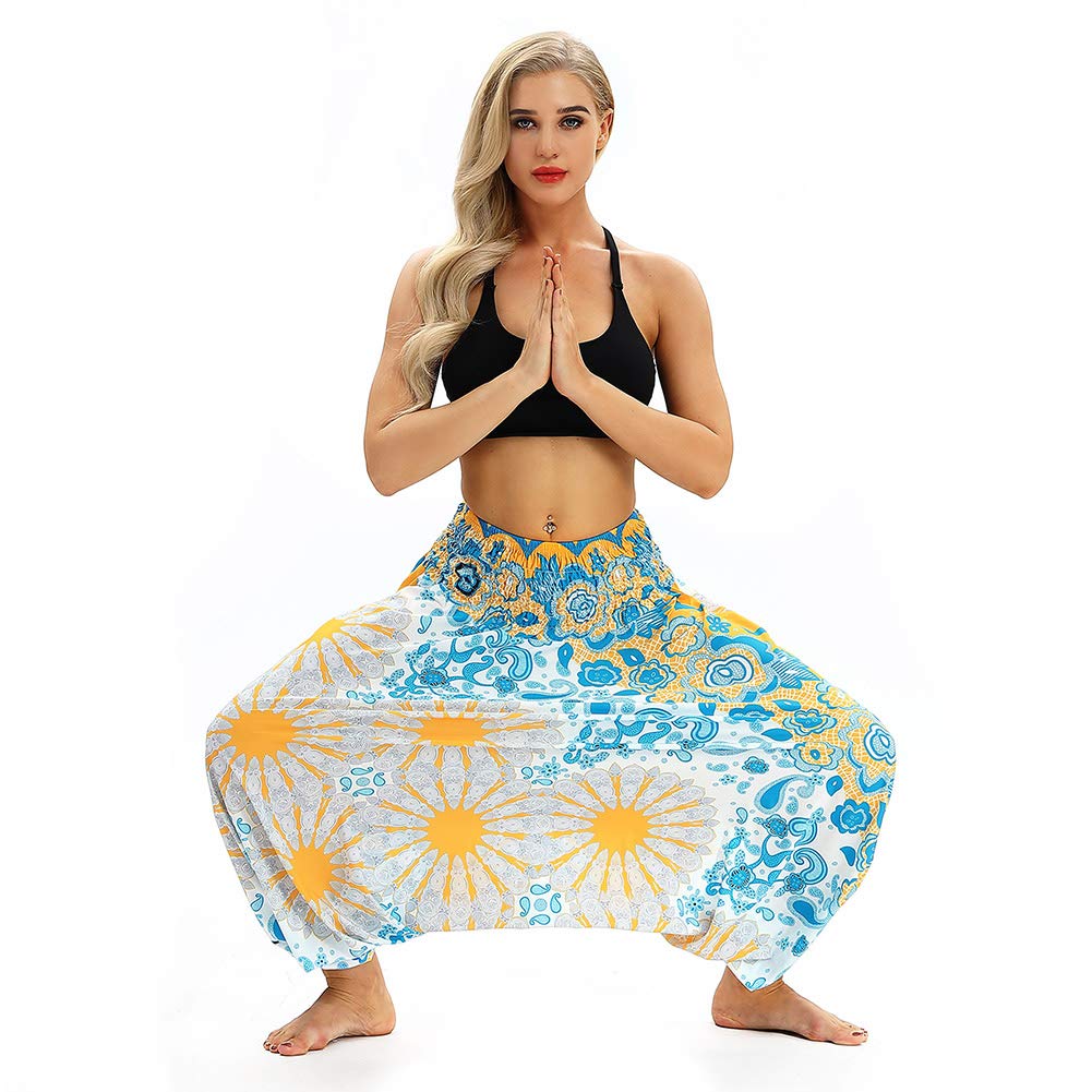 Dreneco Women's Harem Pants Baggy Boho Yoga Dance Beach Pants Bloomers Casual