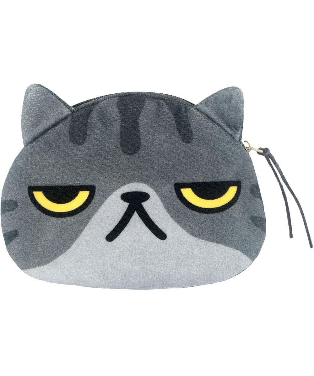 POPUCT Cartoon Cute Cat Face Bag Zipper Case Coin Money Purse Wallet (D)