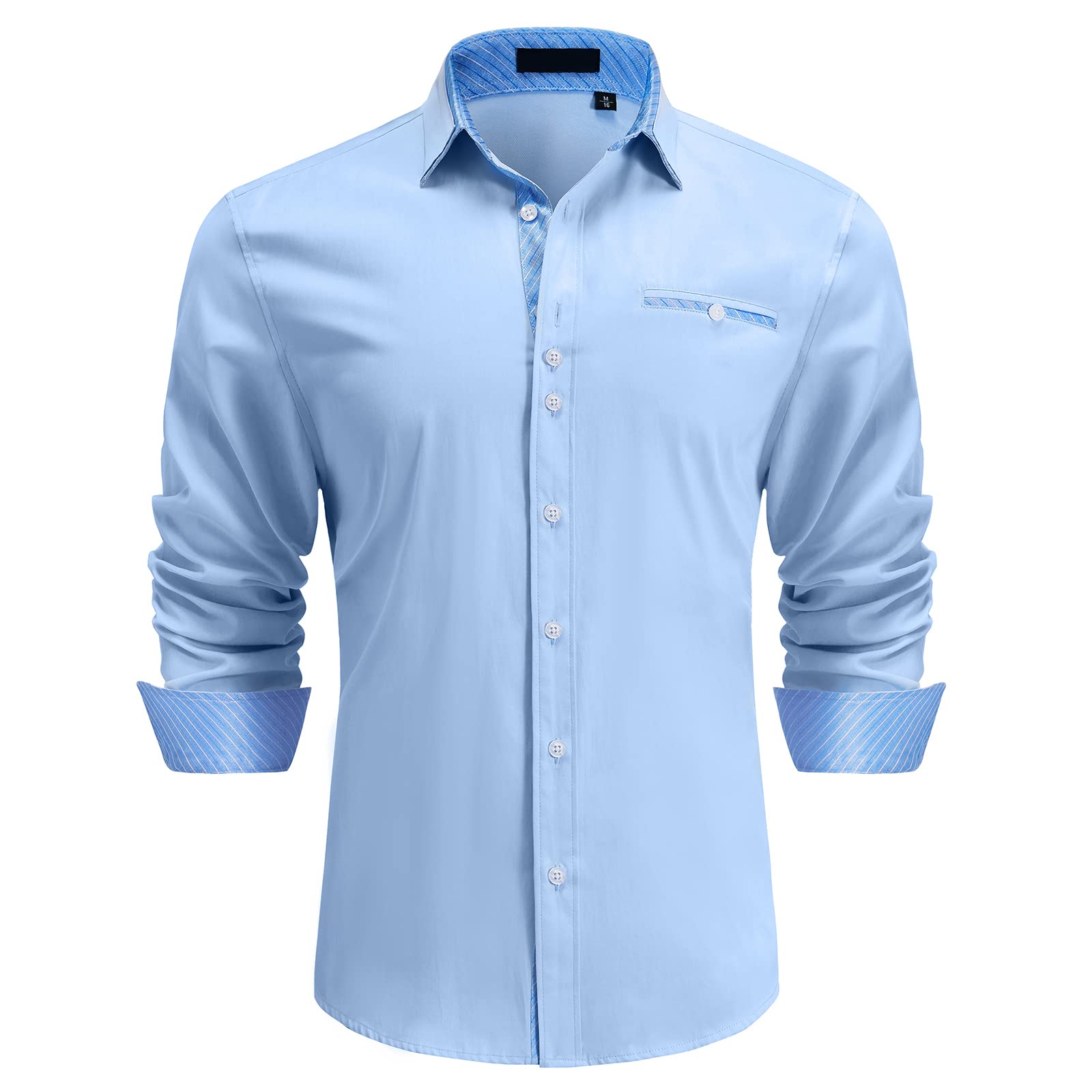 EnlisionMen's Dress Shirts Long Sleeve Business Casual Shirt Regular Fit Button Up Shirts