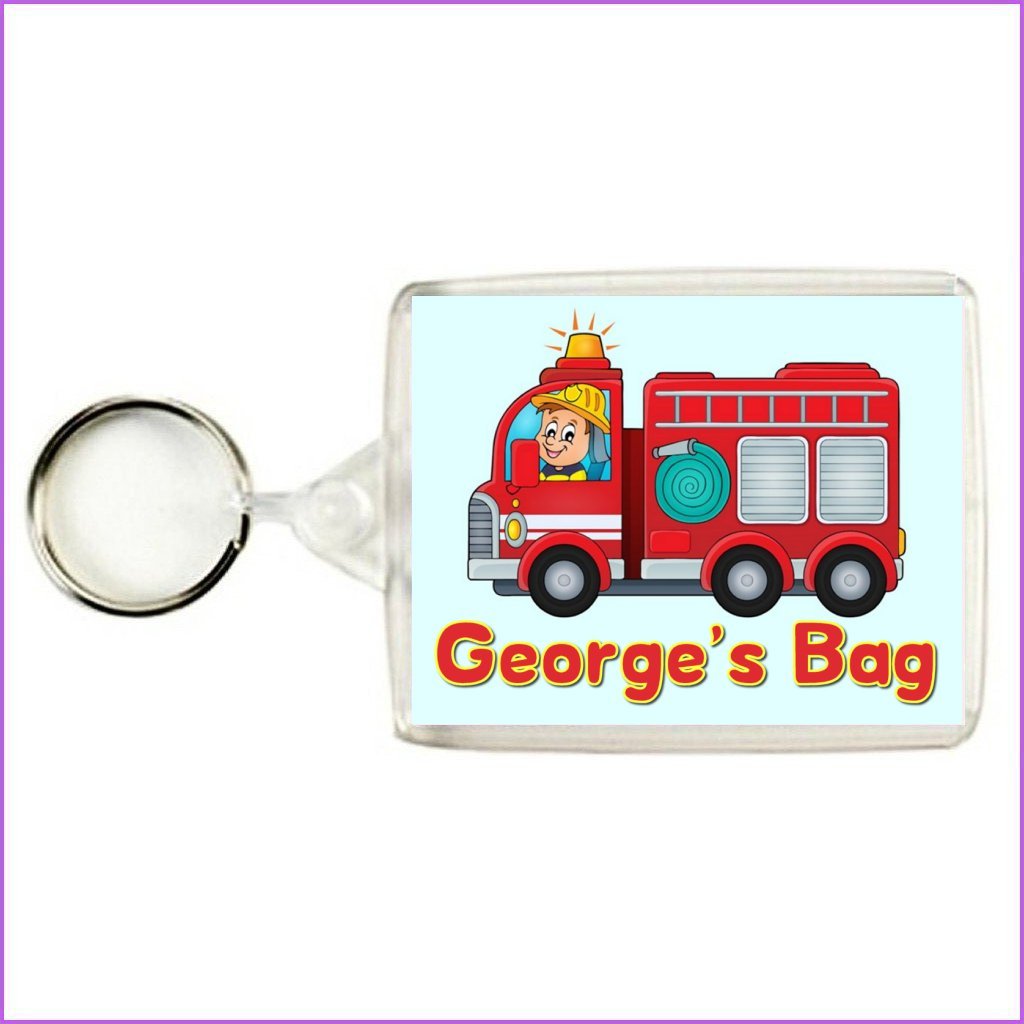 Key Expressions Personalised FIRE ENGINE Keyring/Bag Tag - great for tagging School Bags, Backpacks, Coats, Luggage etc