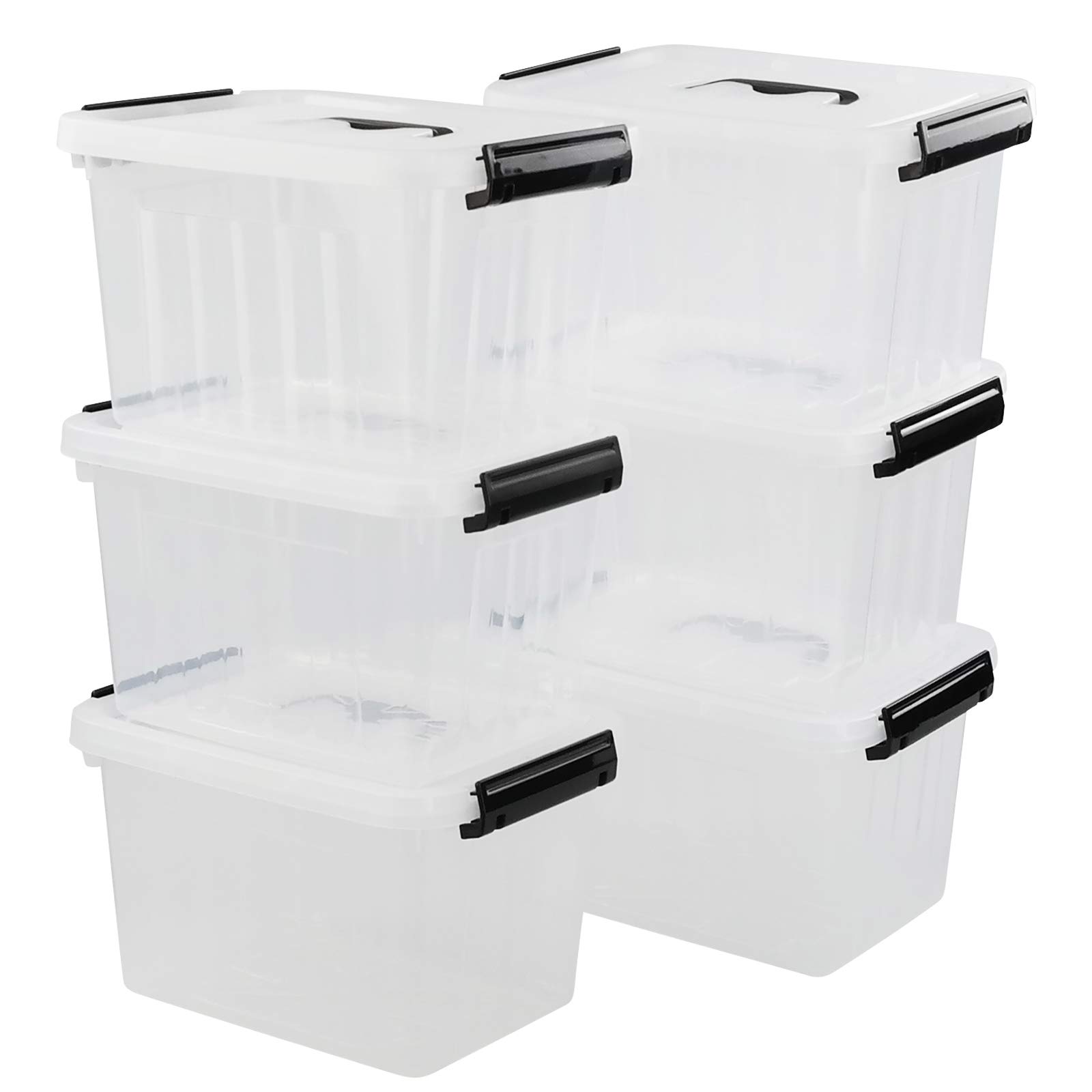 Tyminin 6-Pack 7 L Plastic Storage Boxes, Latch Storage Bin with Lids/Handles