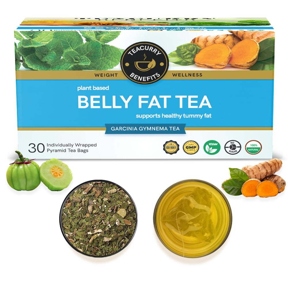 TEACURRY Belly Fat Tea(1 Month Pack, 30 Herbal Tea Bags)- Helps With Belly Fat, Water Weight, Bloating, 60 Gms